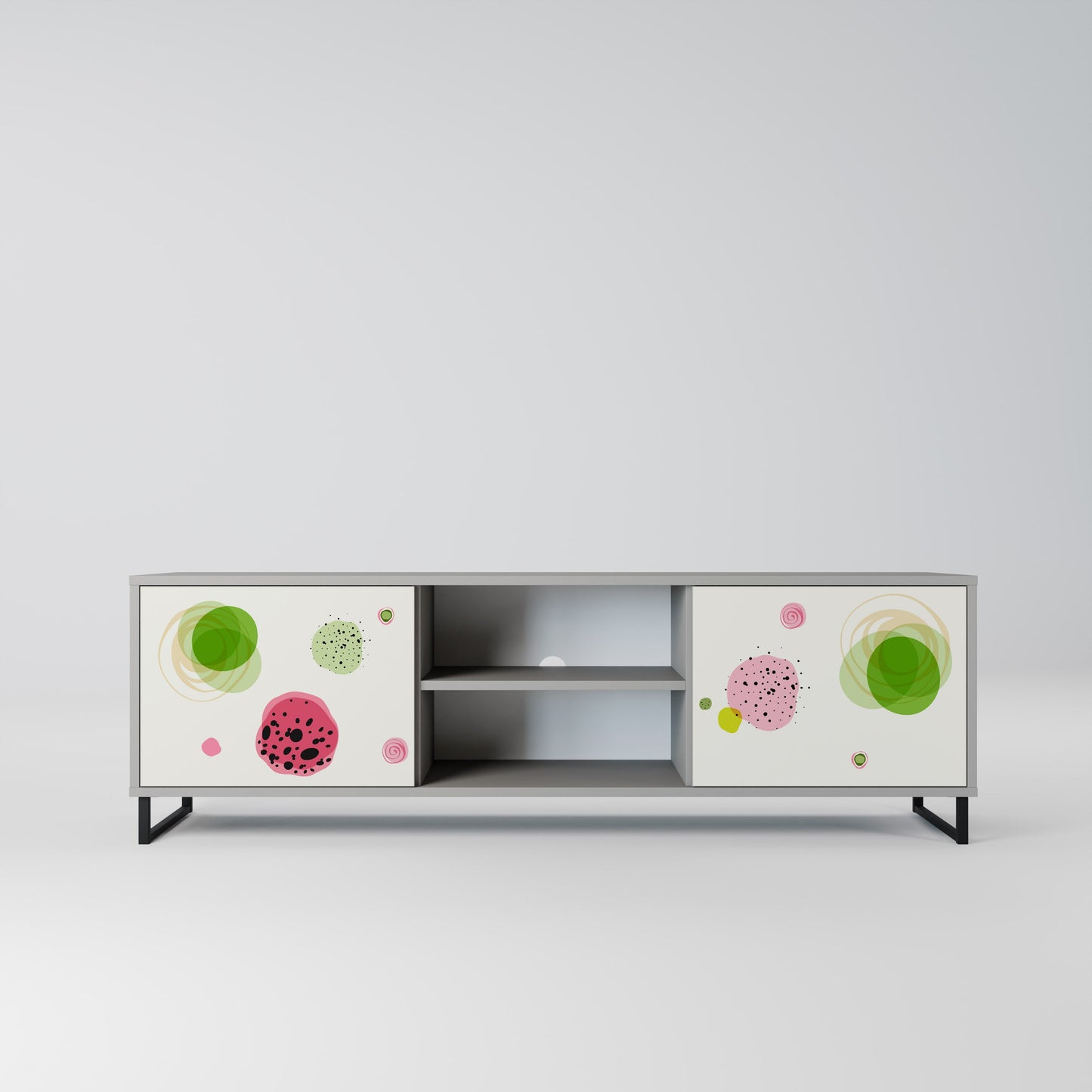 COLORFUL COSMOS 2-Door TV Stand in Grey Finish