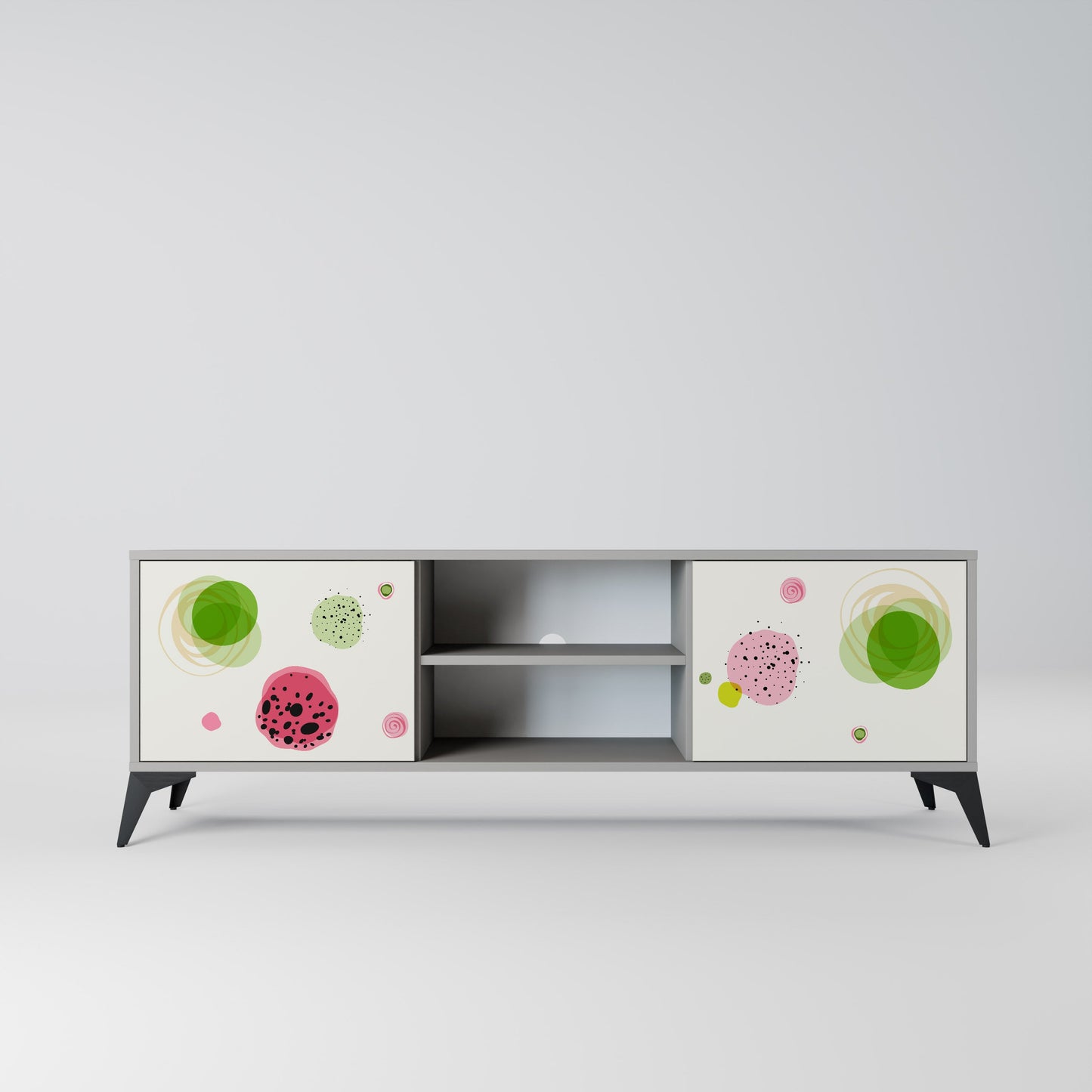 COLORFUL COSMOS 2-Door TV Stand in Grey Finish