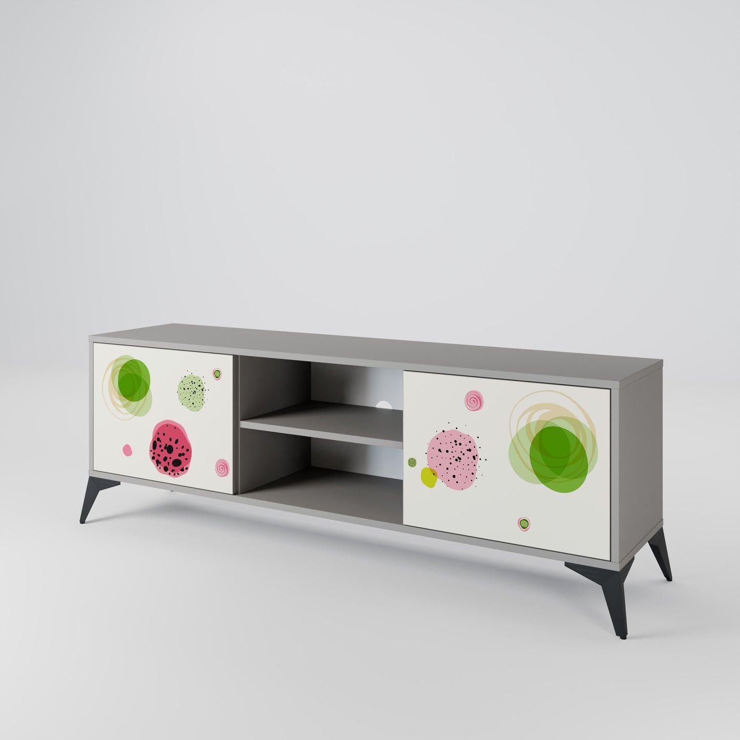 COLORFUL COSMOS 2-Door TV Stand in Grey Finish