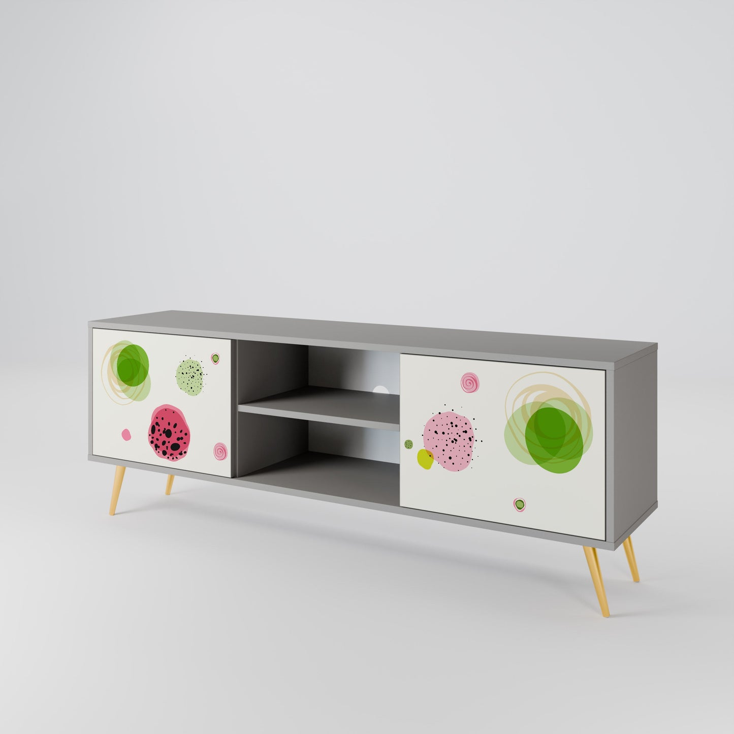 COLORFUL COSMOS 2-Door TV Stand in Grey Finish