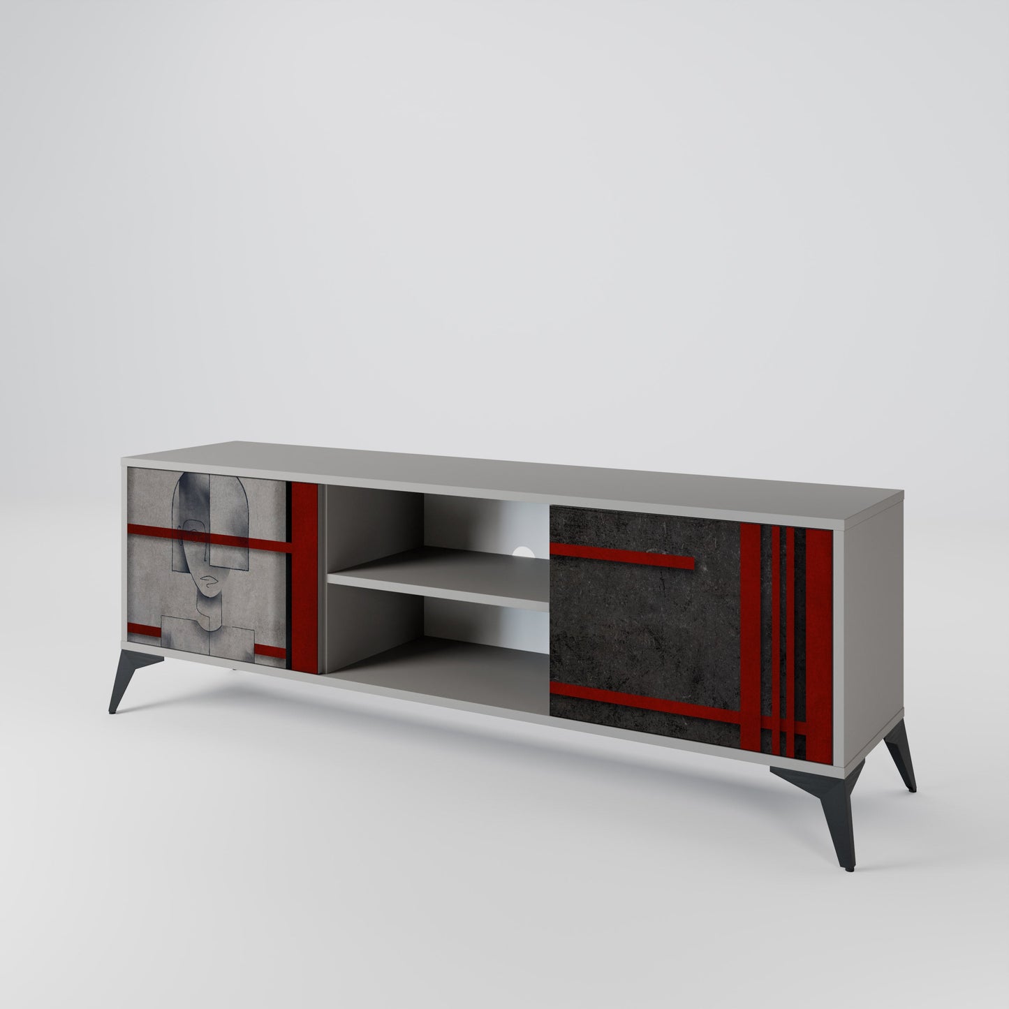 GRAY FIGURES 2-Door TV Stand in Grey Finish