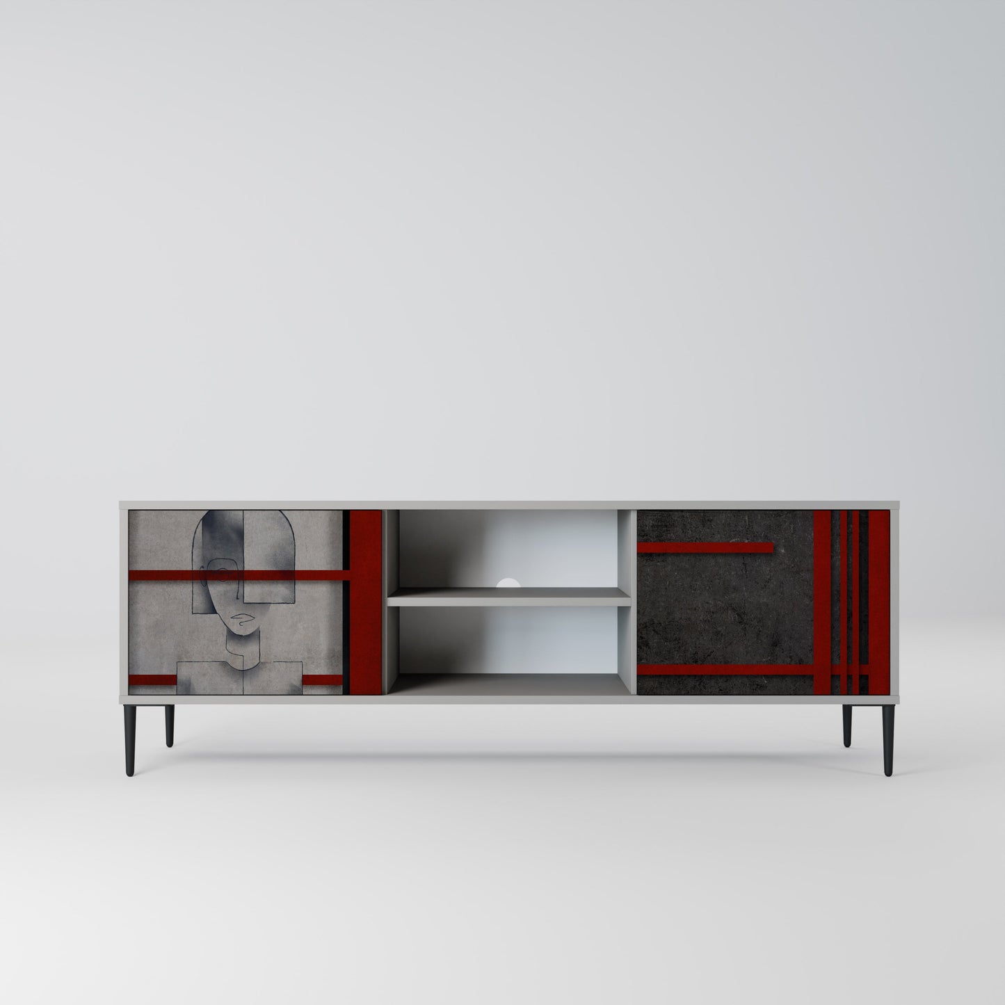 GRAY FIGURES 2-Door TV Stand in Grey Finish