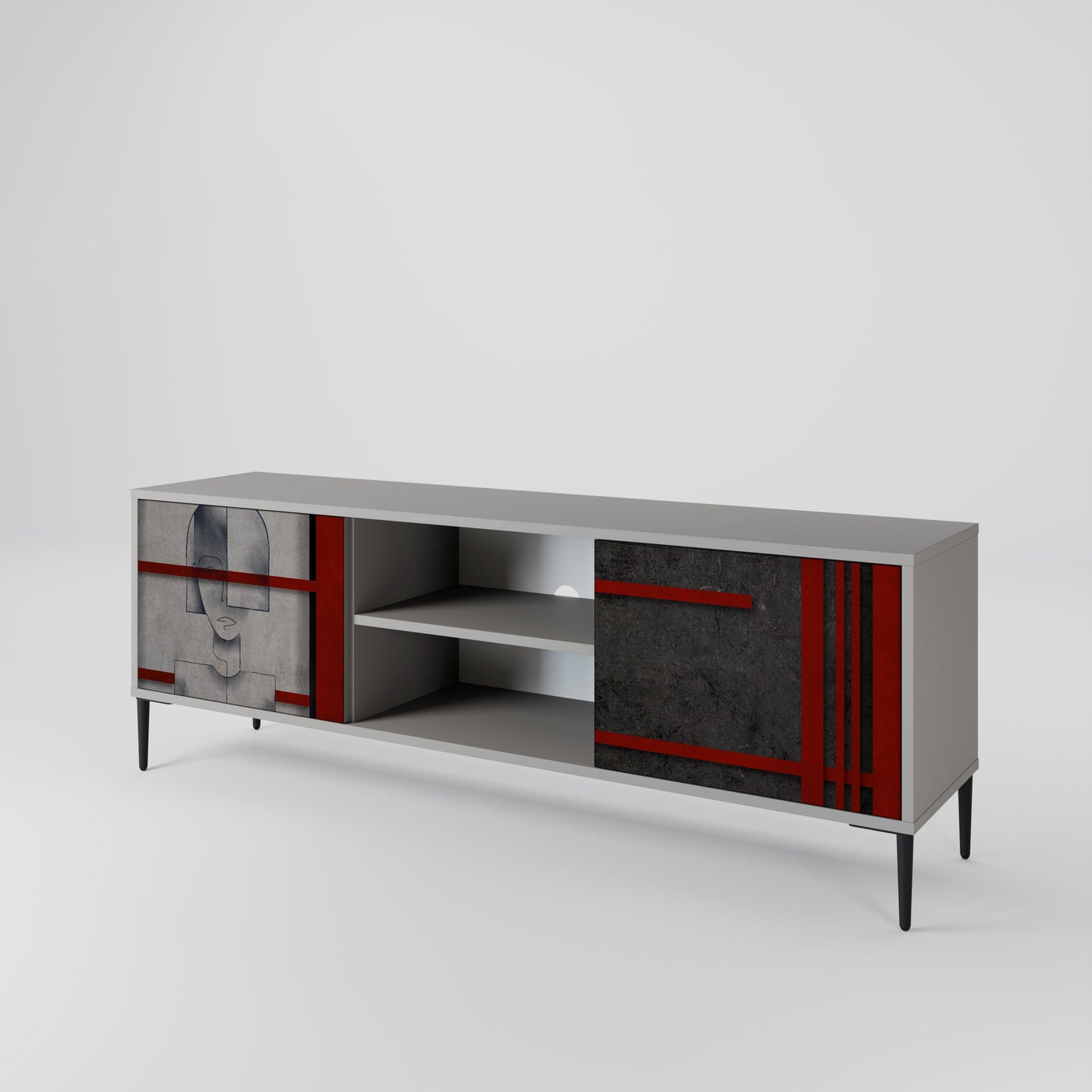 GRAY FIGURES 2-Door TV Stand in Grey Finish