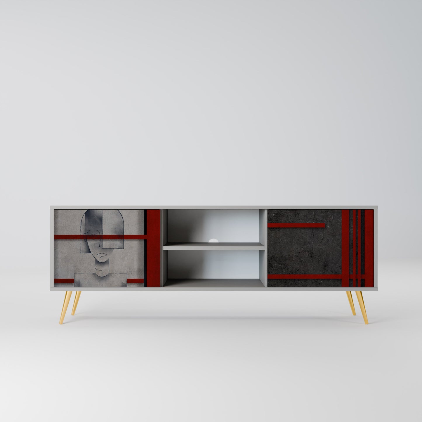 GRAY FIGURES 2-Door TV Stand in Grey Finish