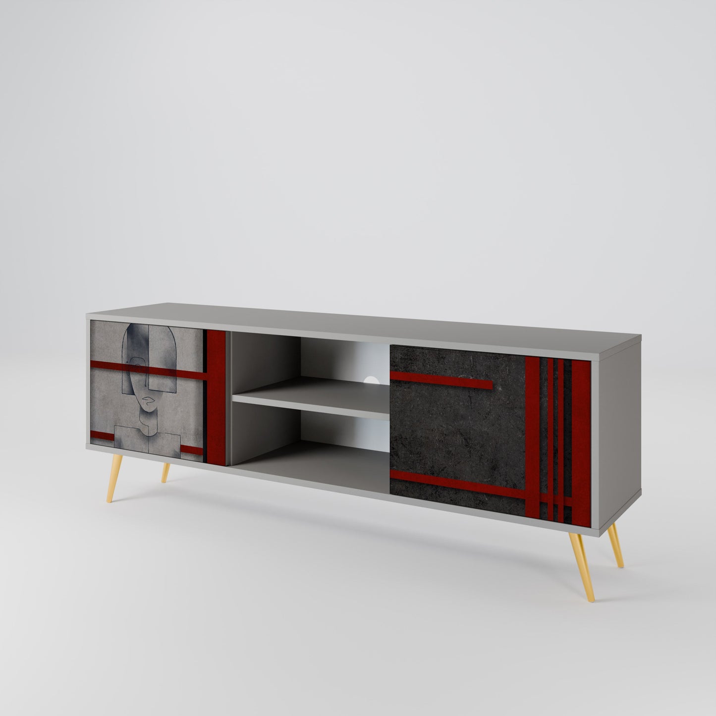 GRAY FIGURES 2-Door TV Stand in Grey Finish