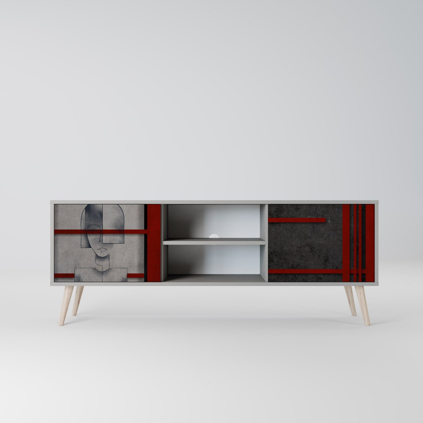 GRAY FIGURES 2-Door TV Stand in Grey Finish
