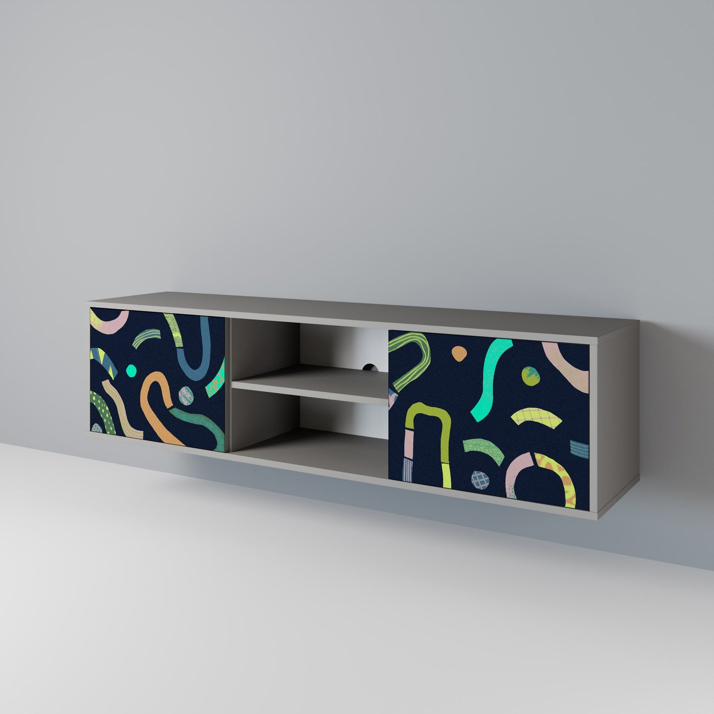 CONTRAST DANCE 2-Door TV Stand in Grey Finish