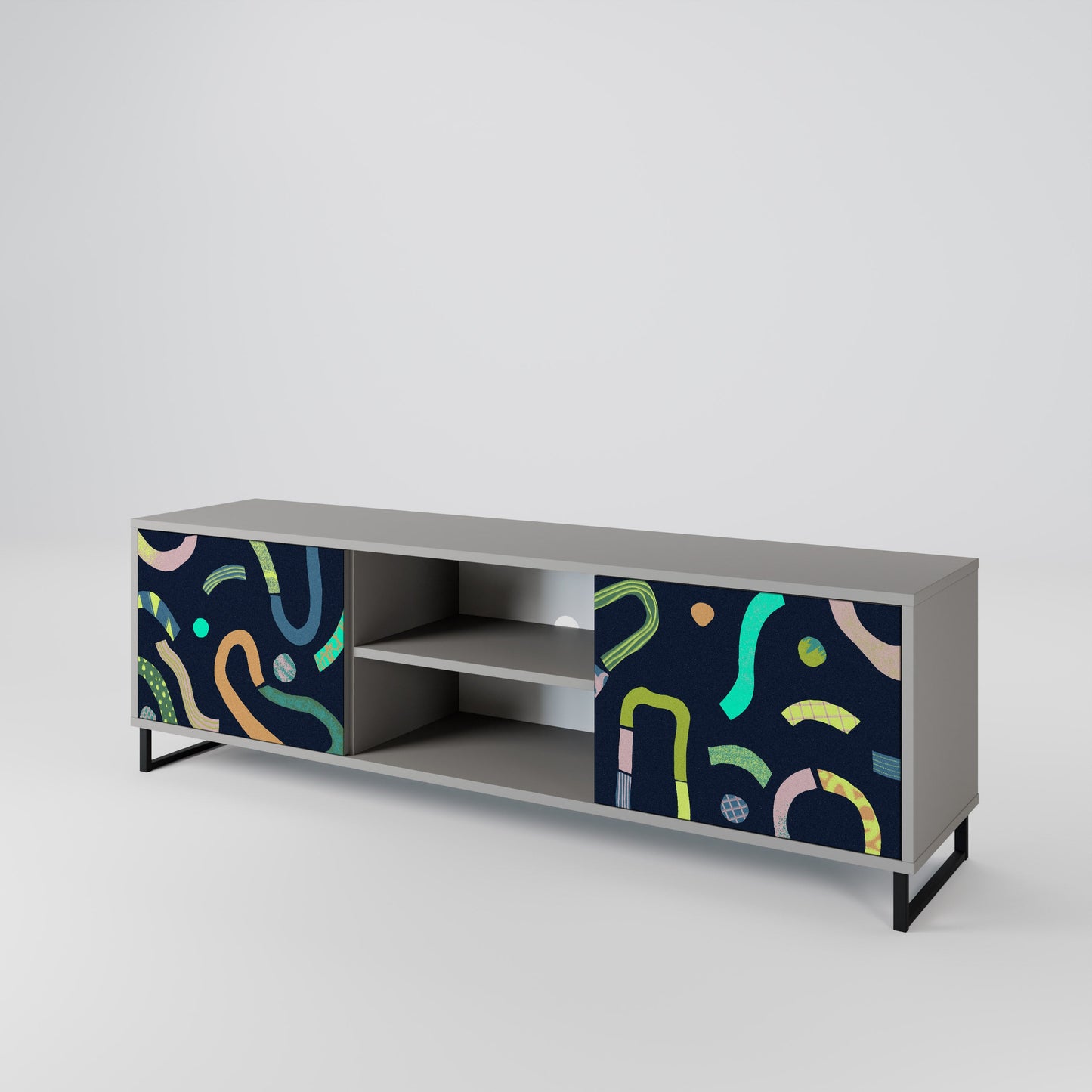 CONTRAST DANCE 2-Door TV Stand in Grey Finish