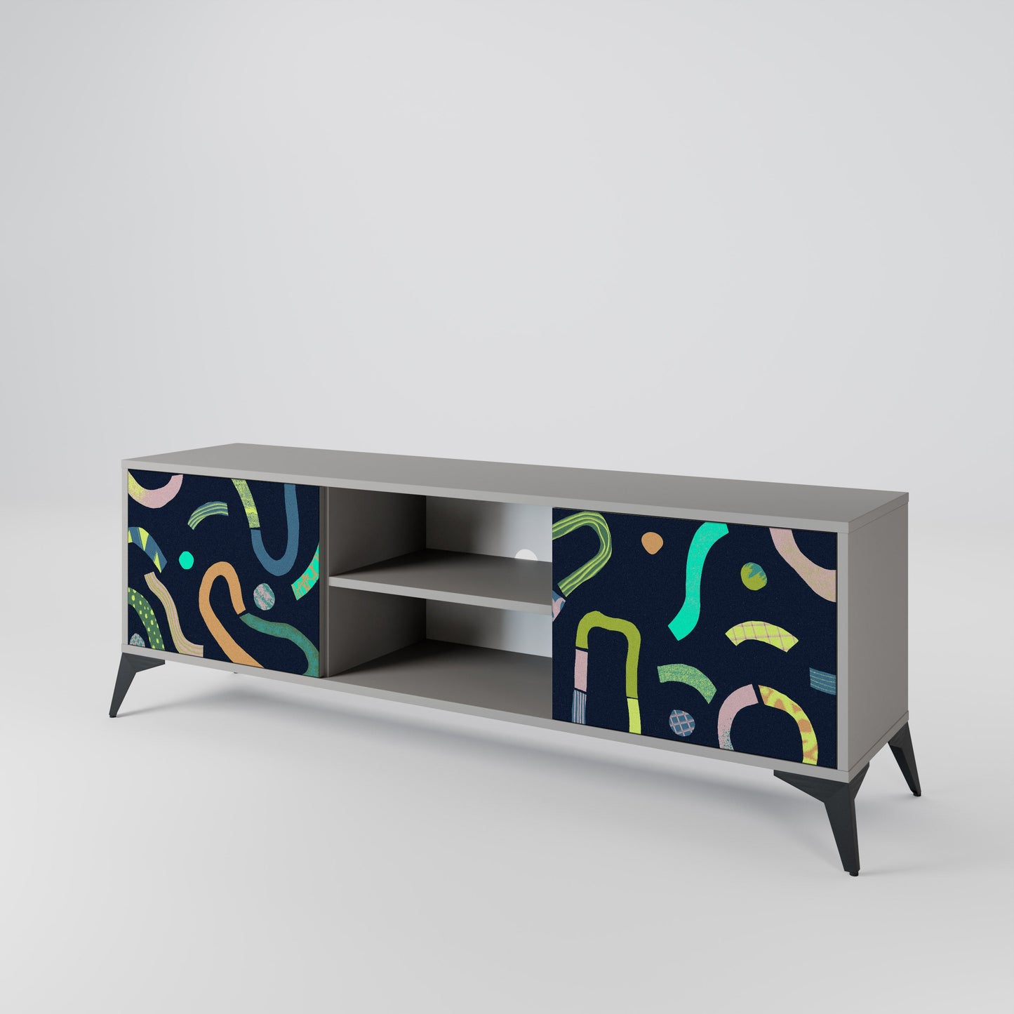 CONTRAST DANCE 2-Door TV Stand in Grey Finish