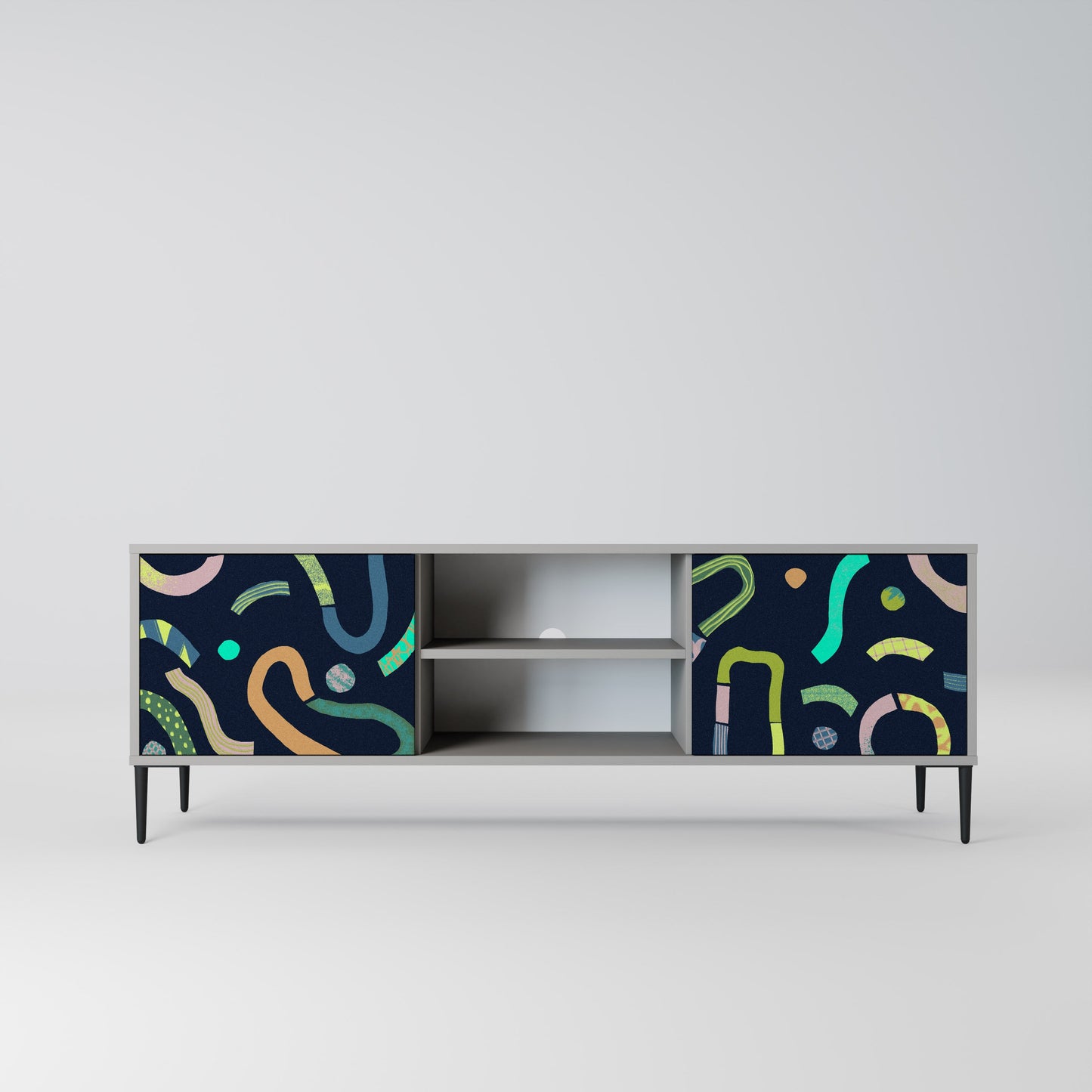CONTRAST DANCE 2-Door TV Stand in Grey Finish