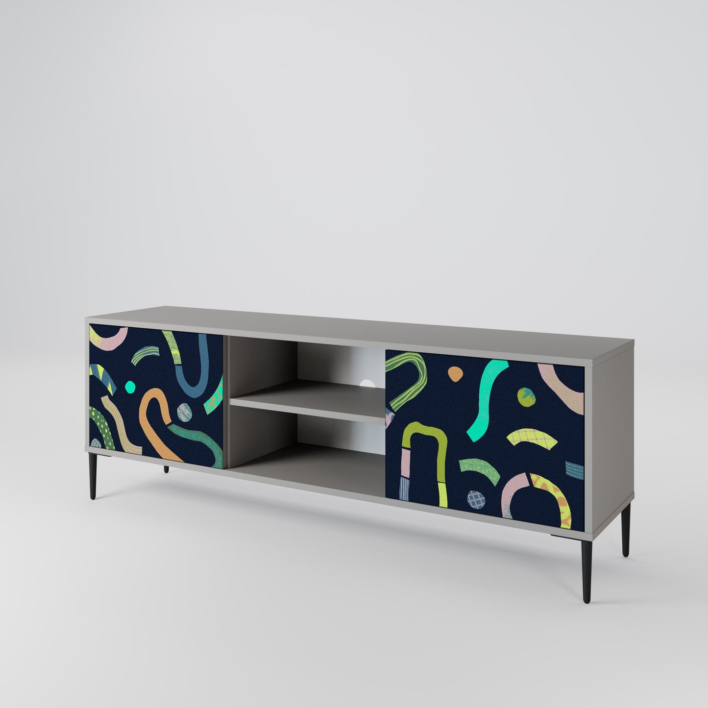CONTRAST DANCE 2-Door TV Stand in Grey Finish