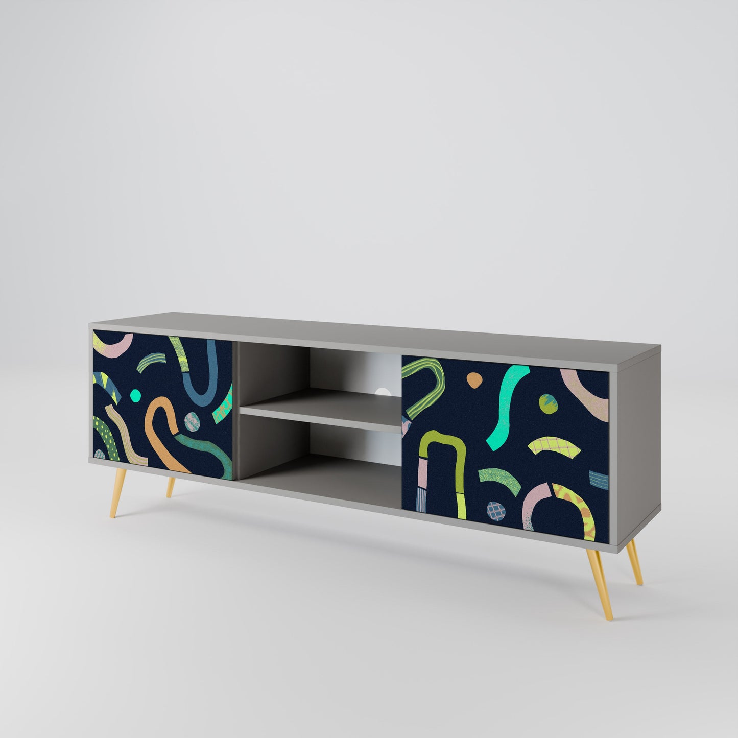 CONTRAST DANCE 2-Door TV Stand in Grey Finish