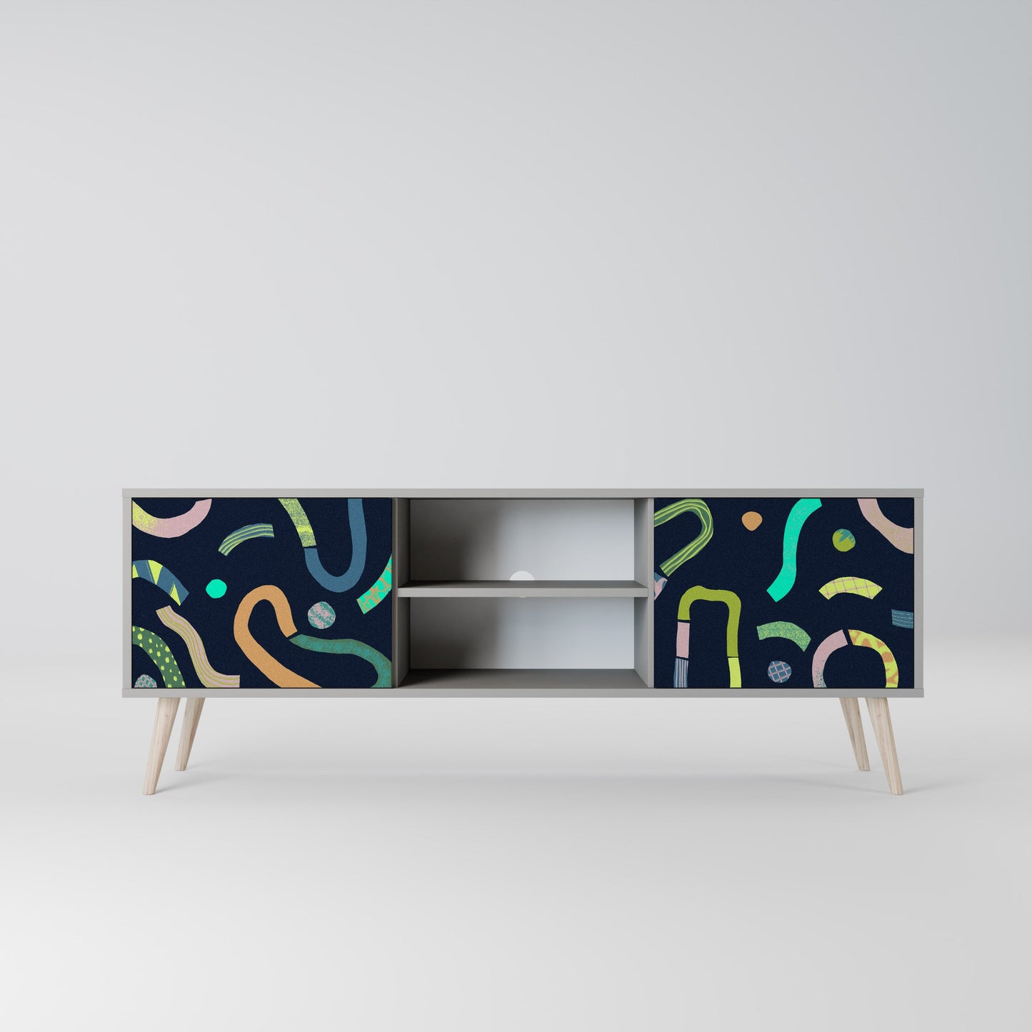 CONTRAST DANCE 2-Door TV Stand in Grey Finish