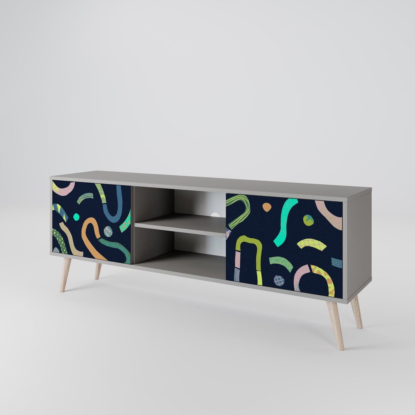 CONTRAST DANCE 2-Door TV Stand in Grey Finish