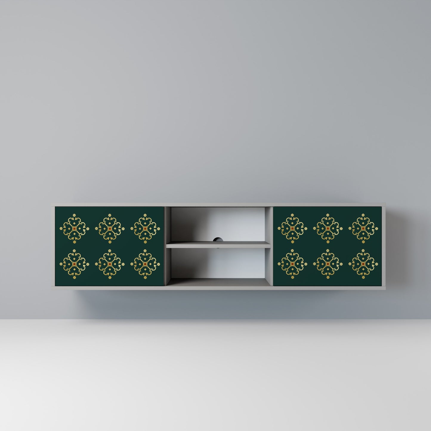 ROYAL MEDALLION 2-Door TV Stand in Grey Finish