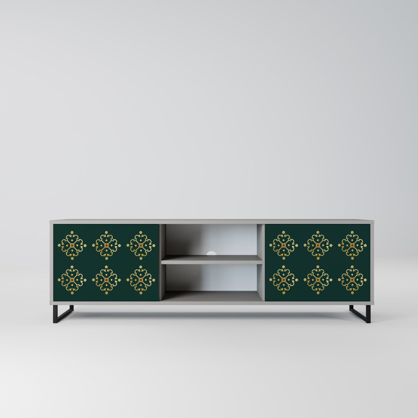 ROYAL MEDALLION 2-Door TV Stand in Grey Finish