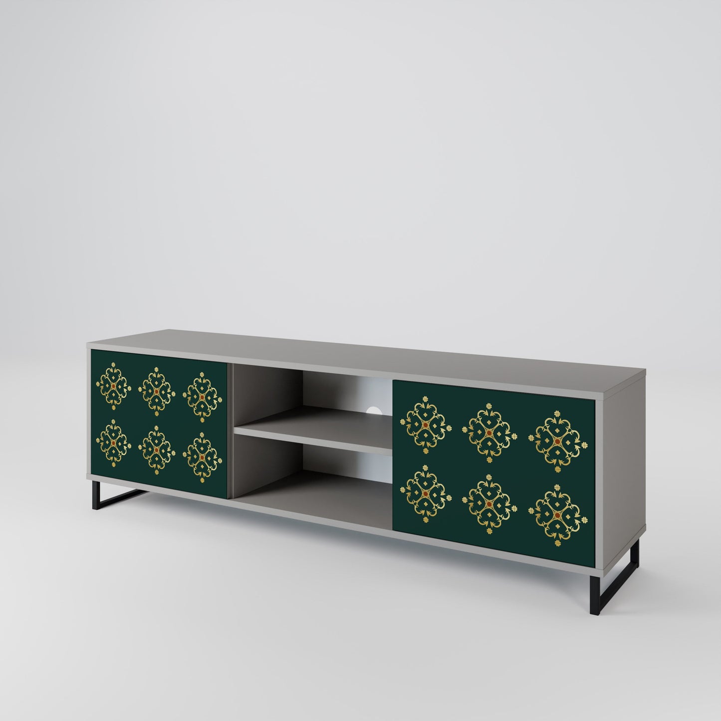 ROYAL MEDALLION 2-Door TV Stand in Grey Finish