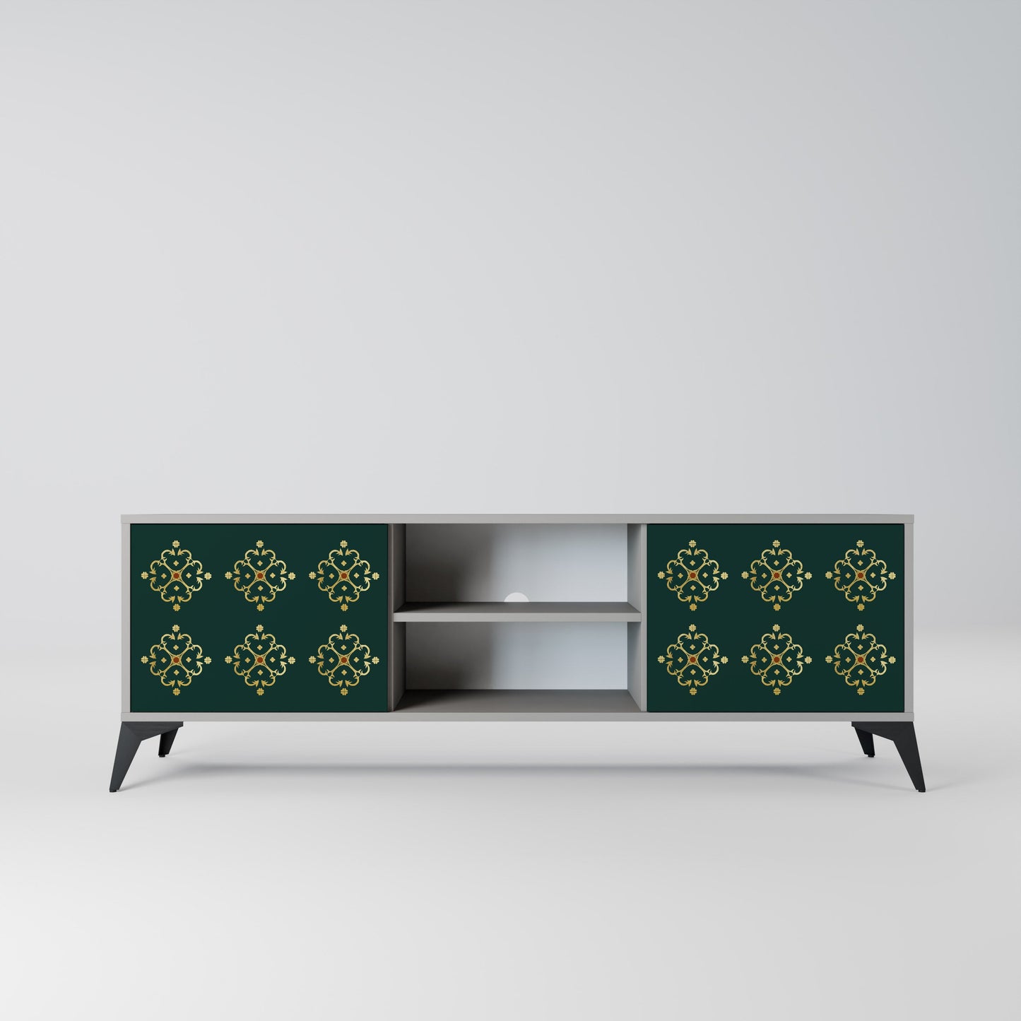 ROYAL MEDALLION 2-Door TV Stand in Grey Finish