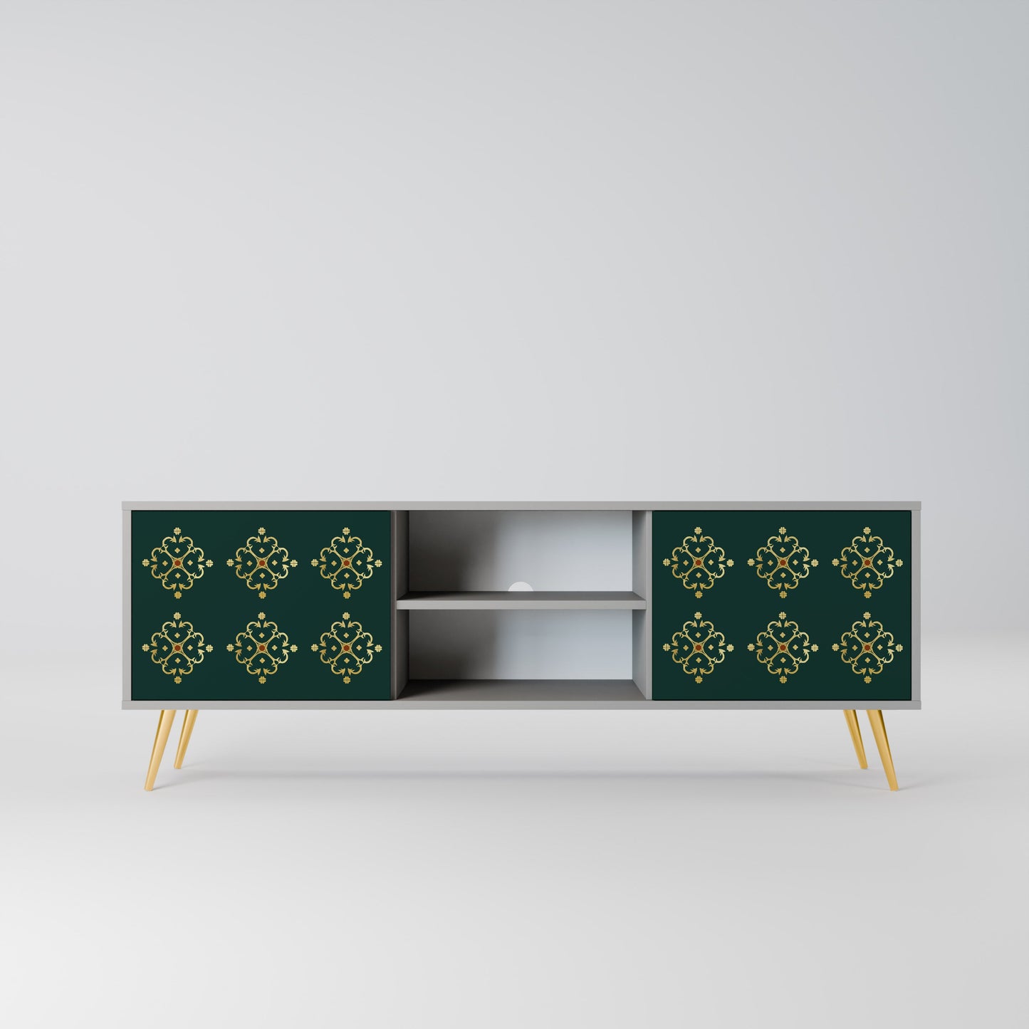 ROYAL MEDALLION 2-Door TV Stand in Grey Finish