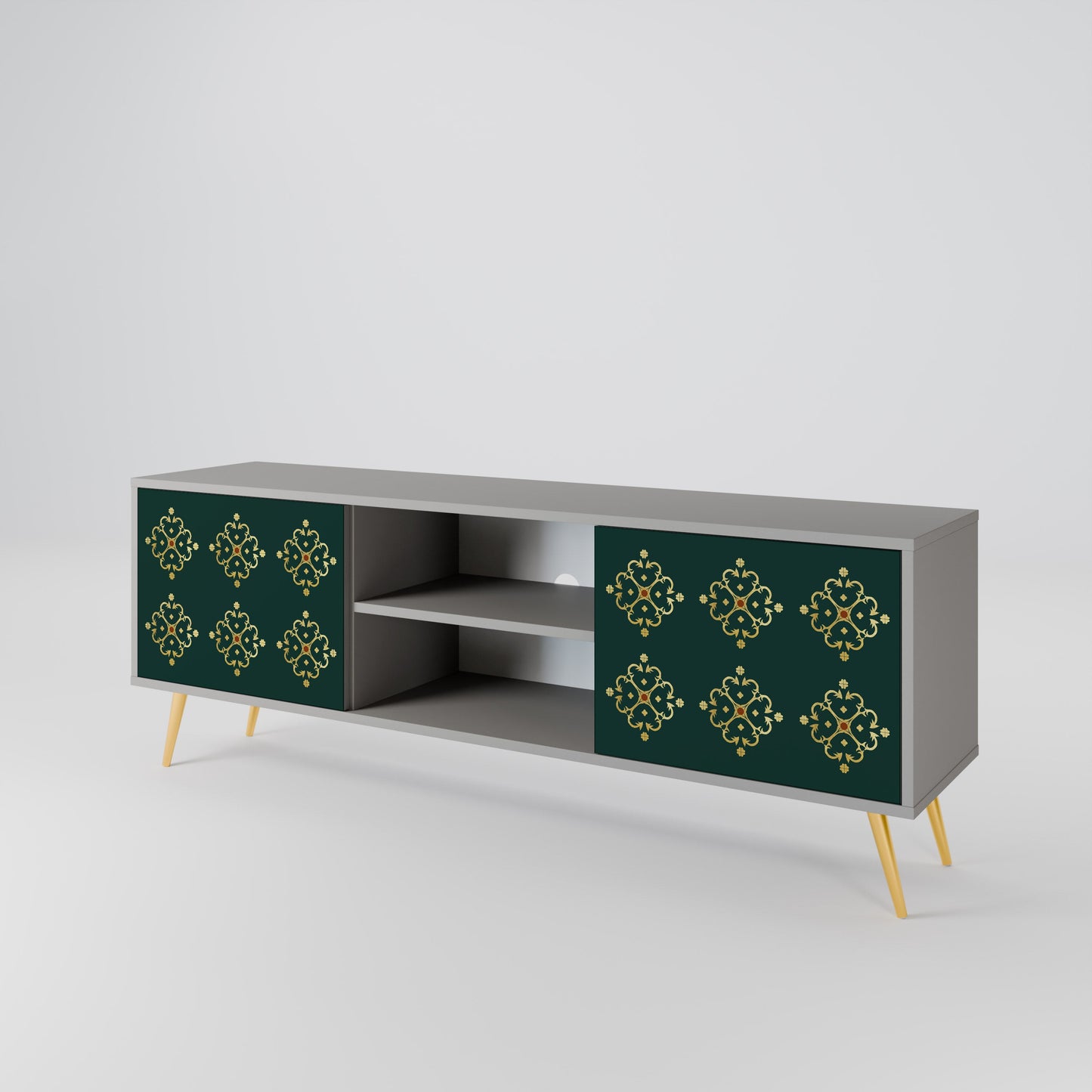 ROYAL MEDALLION 2-Door TV Stand in Grey Finish