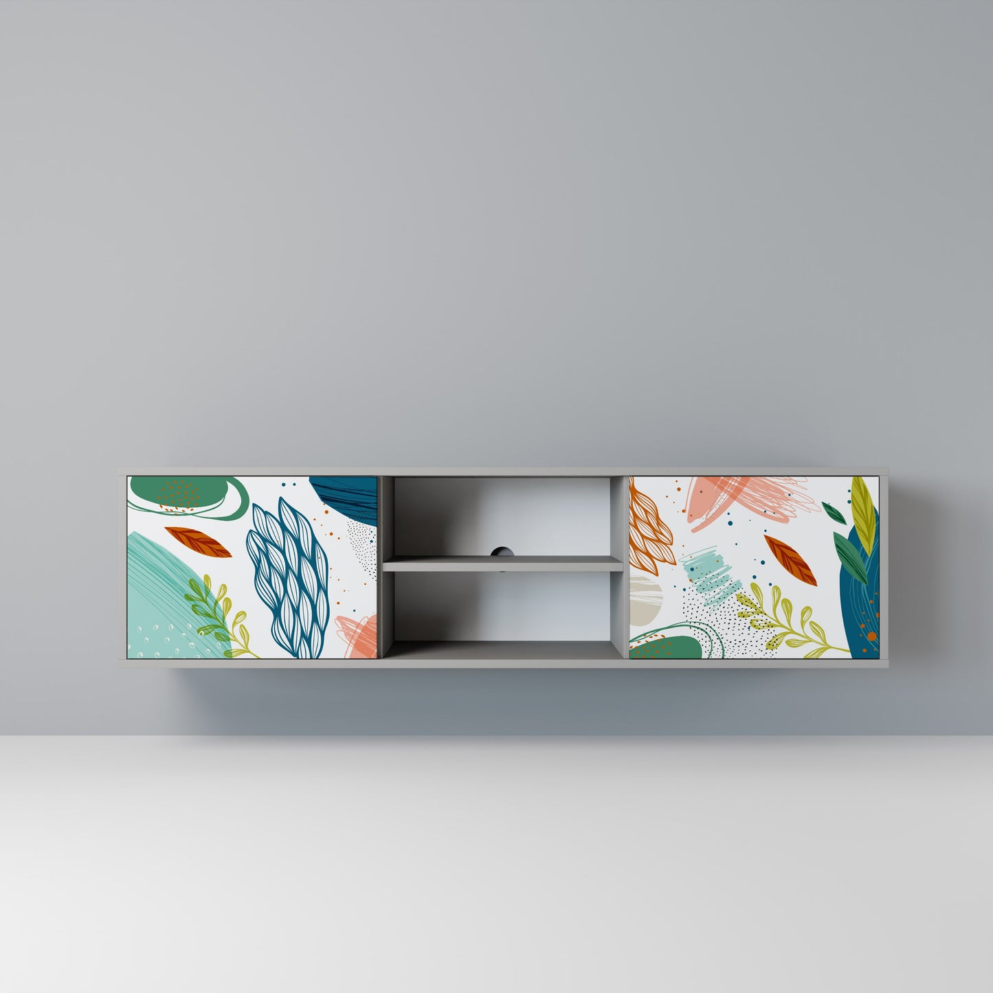 BOTANICAL HURRICANE 2-Door TV Stand in Grey Finish