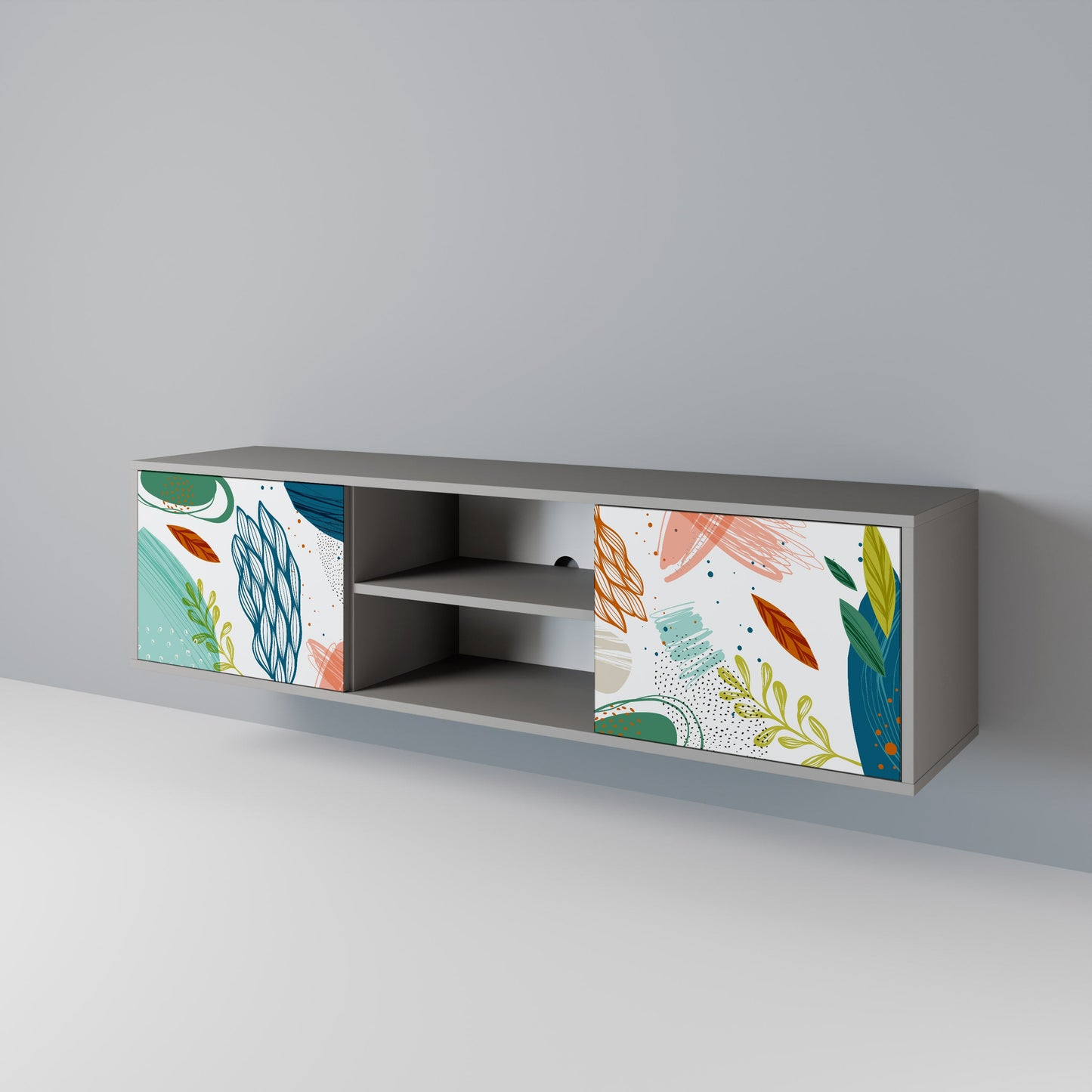 BOTANICAL HURRICANE 2-Door TV Stand in Grey Finish