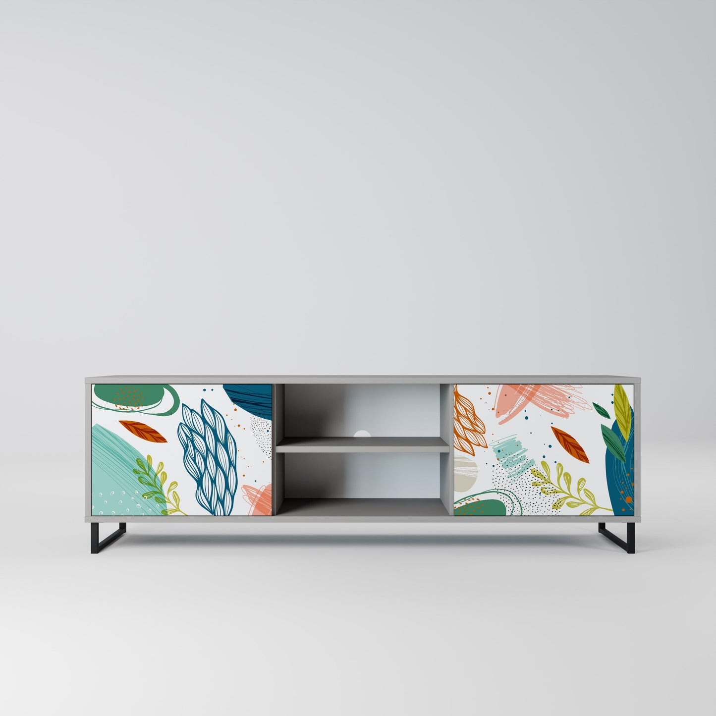 BOTANICAL HURRICANE 2-Door TV Stand in Grey Finish