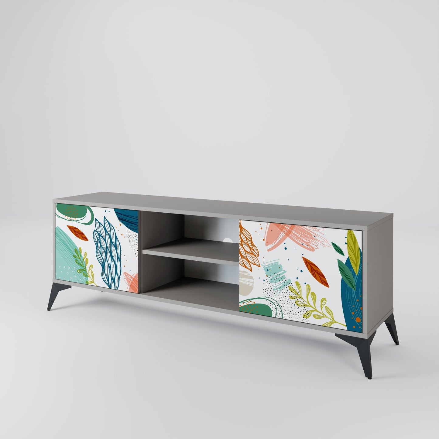 BOTANICAL HURRICANE 2-Door TV Stand in Grey Finish