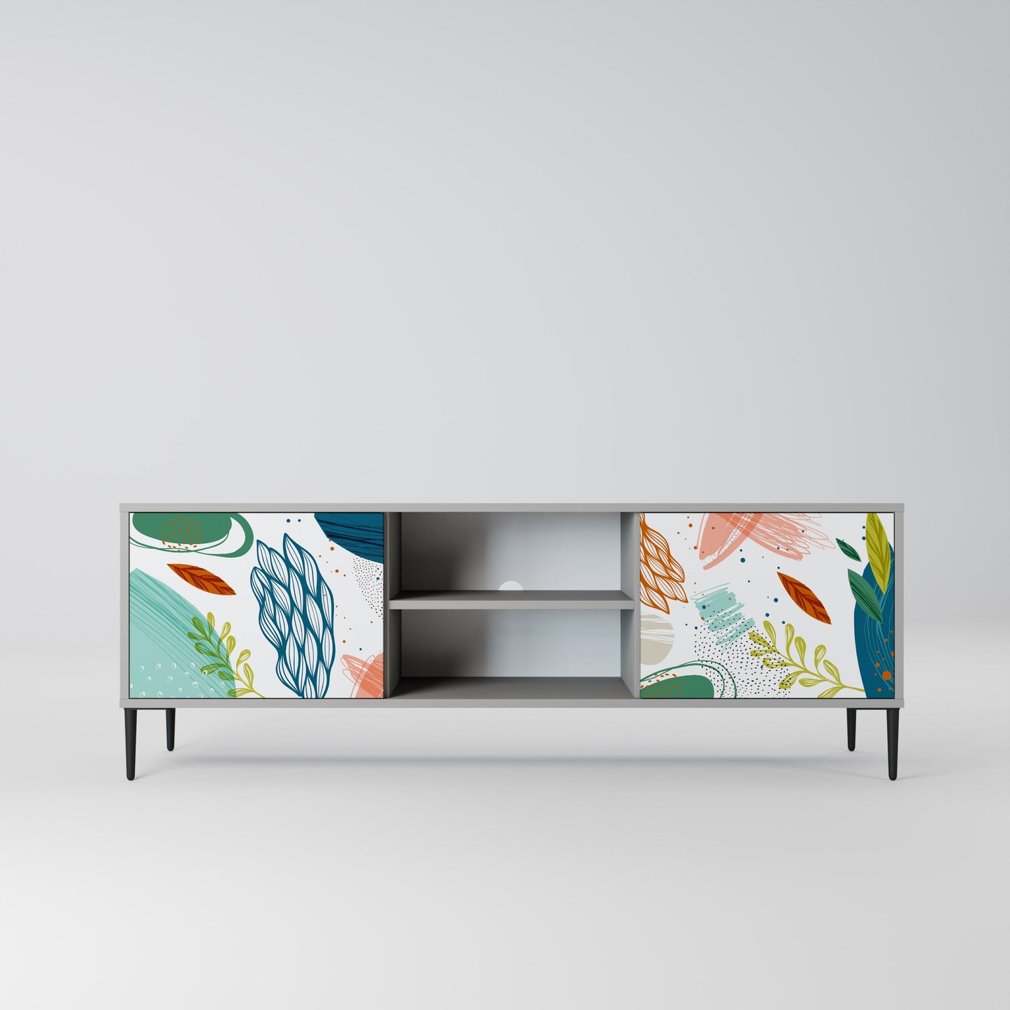 BOTANICAL HURRICANE 2-Door TV Stand in Grey Finish
