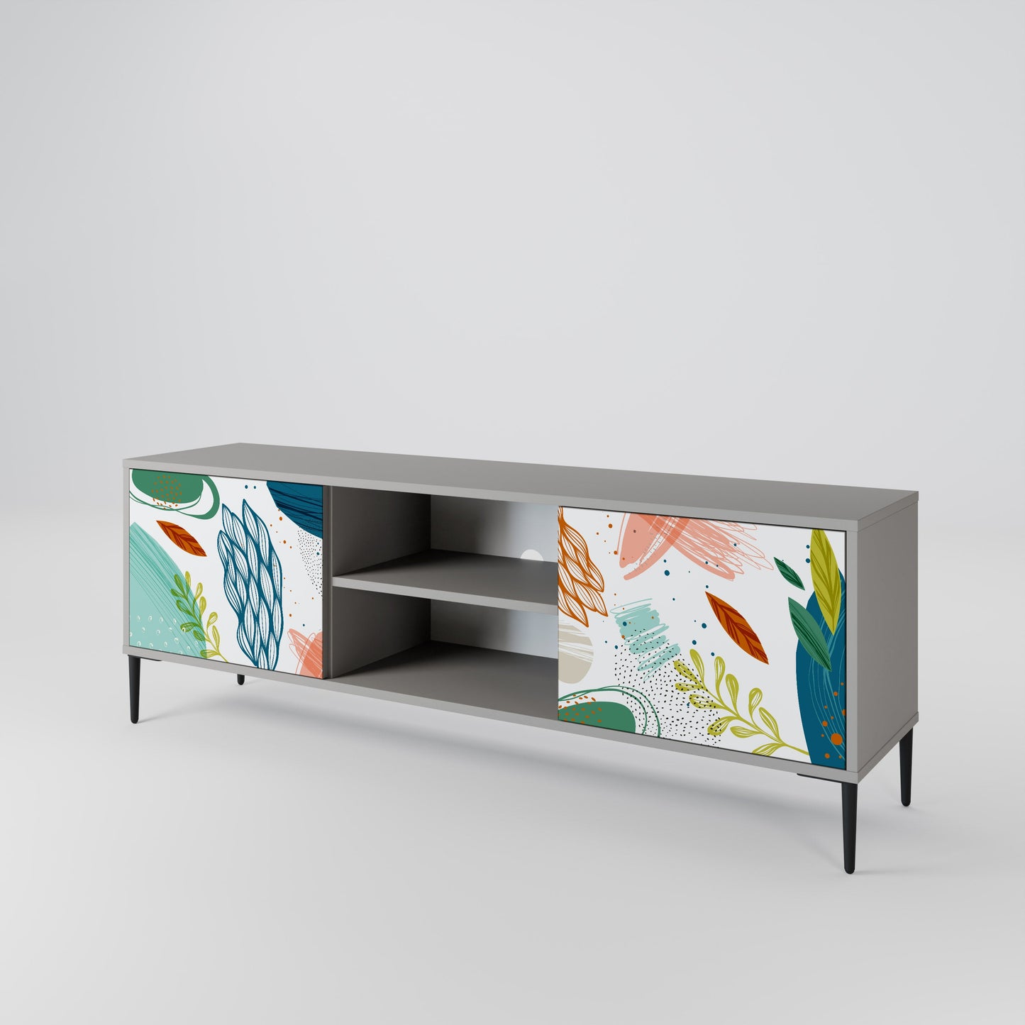 BOTANICAL HURRICANE 2-Door TV Stand in Grey Finish