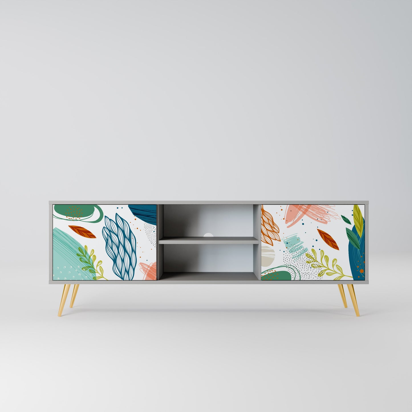 BOTANICAL HURRICANE 2-Door TV Stand in Grey Finish