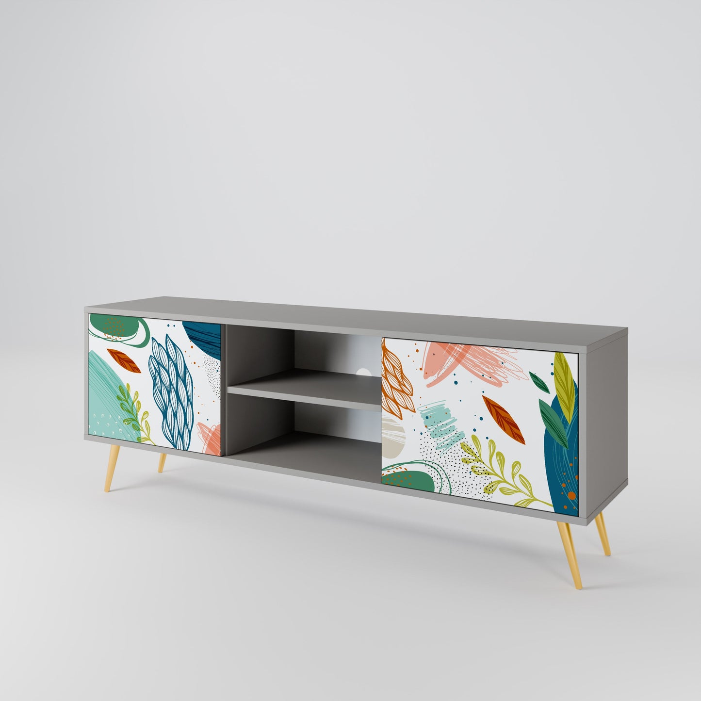 BOTANICAL HURRICANE 2-Door TV Stand in Grey Finish