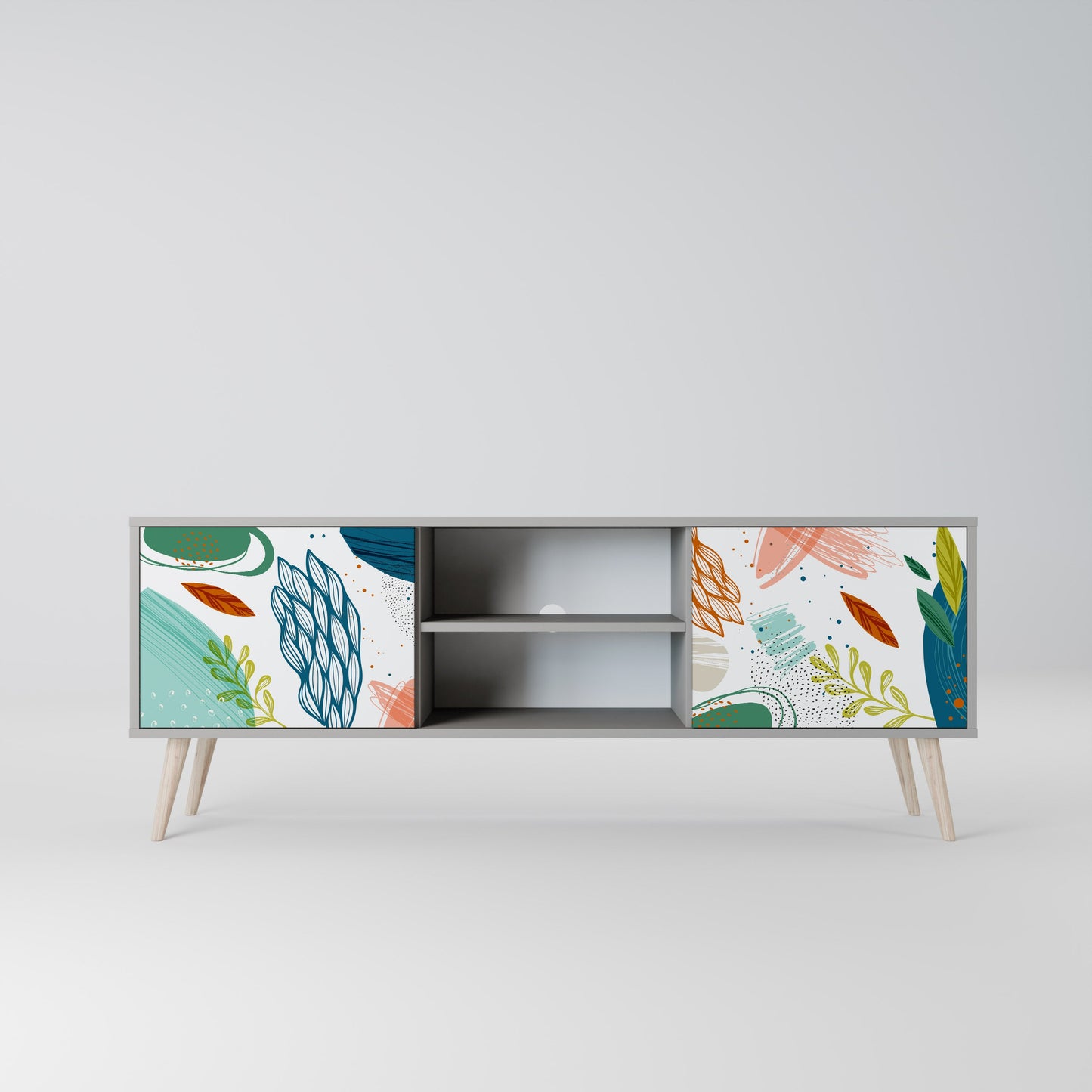 BOTANICAL HURRICANE 2-Door TV Stand in Grey Finish