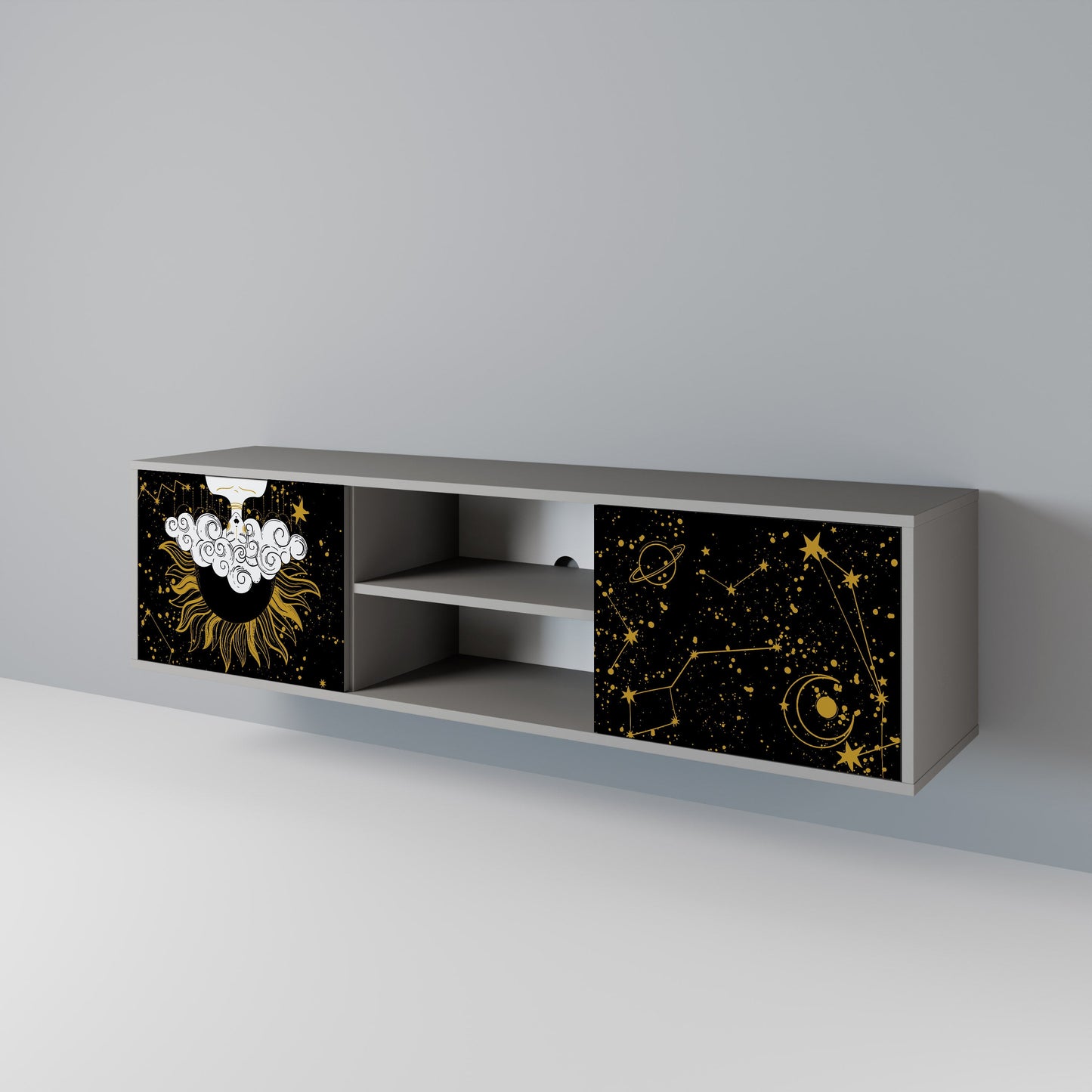STELLAR CONSTELLATIONS 2-Door TV Stand in Grey Finish