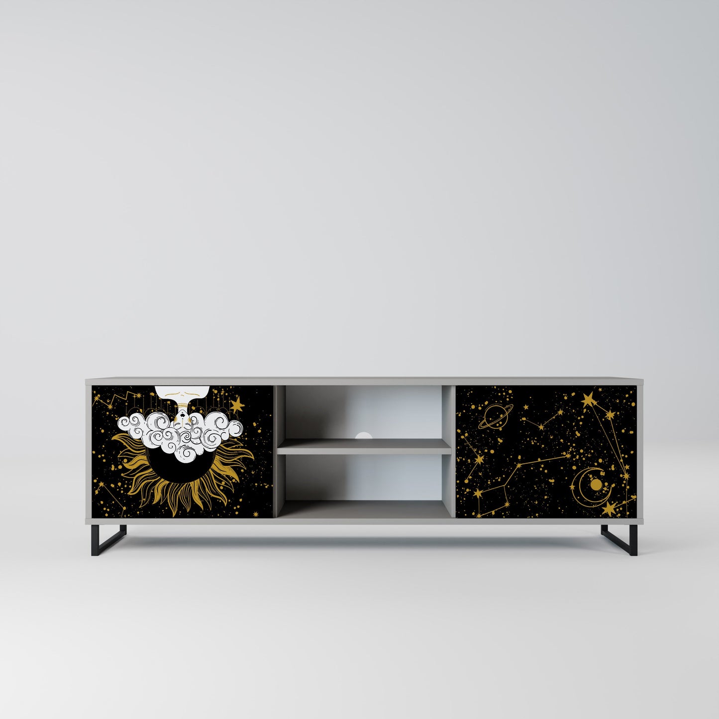 STELLAR CONSTELLATIONS 2-Door TV Stand in Grey Finish