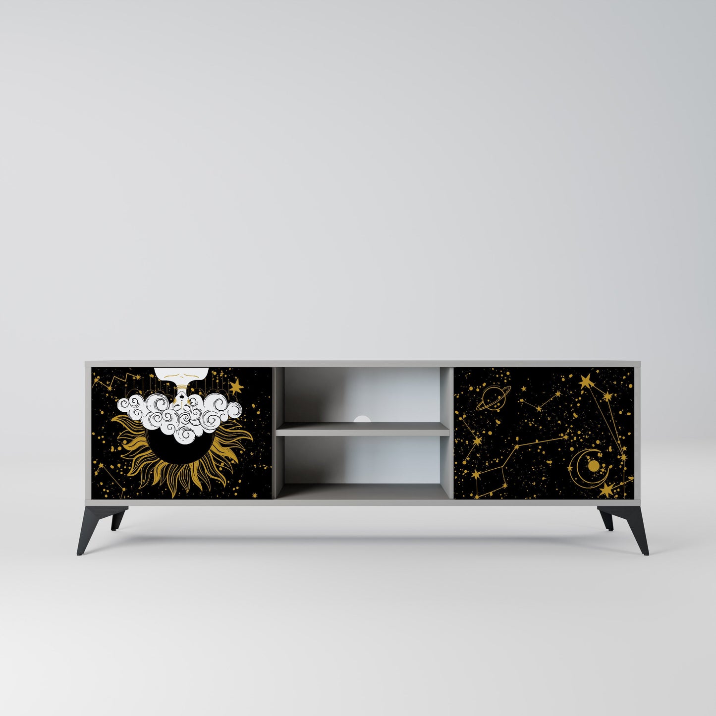 STELLAR CONSTELLATIONS 2-Door TV Stand in Grey Finish