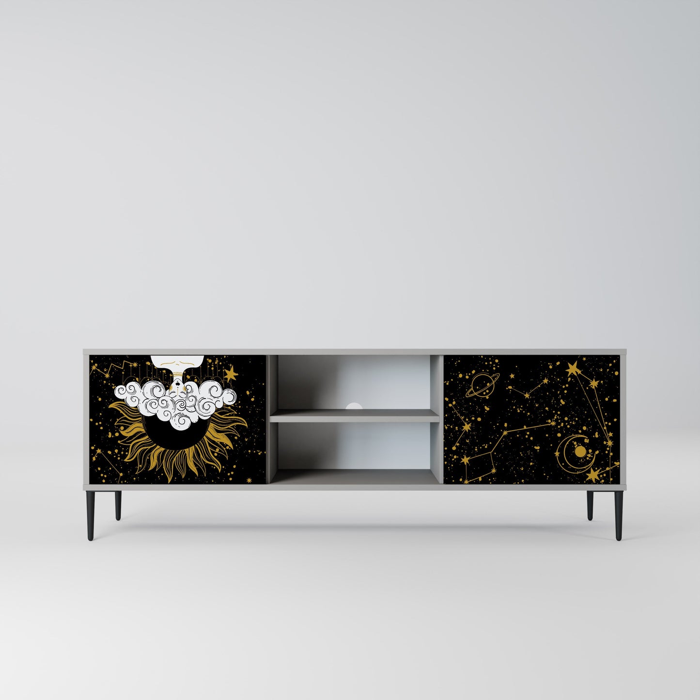 STELLAR CONSTELLATIONS 2-Door TV Stand in Grey Finish