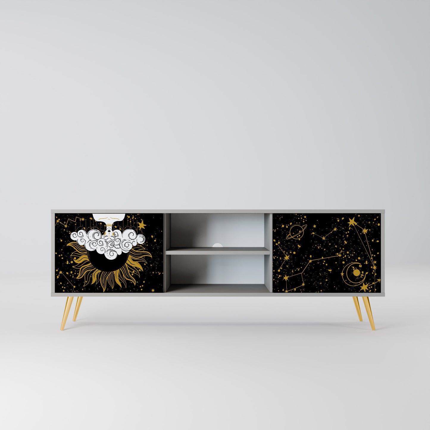 STELLAR CONSTELLATIONS 2-Door TV Stand in Grey Finish