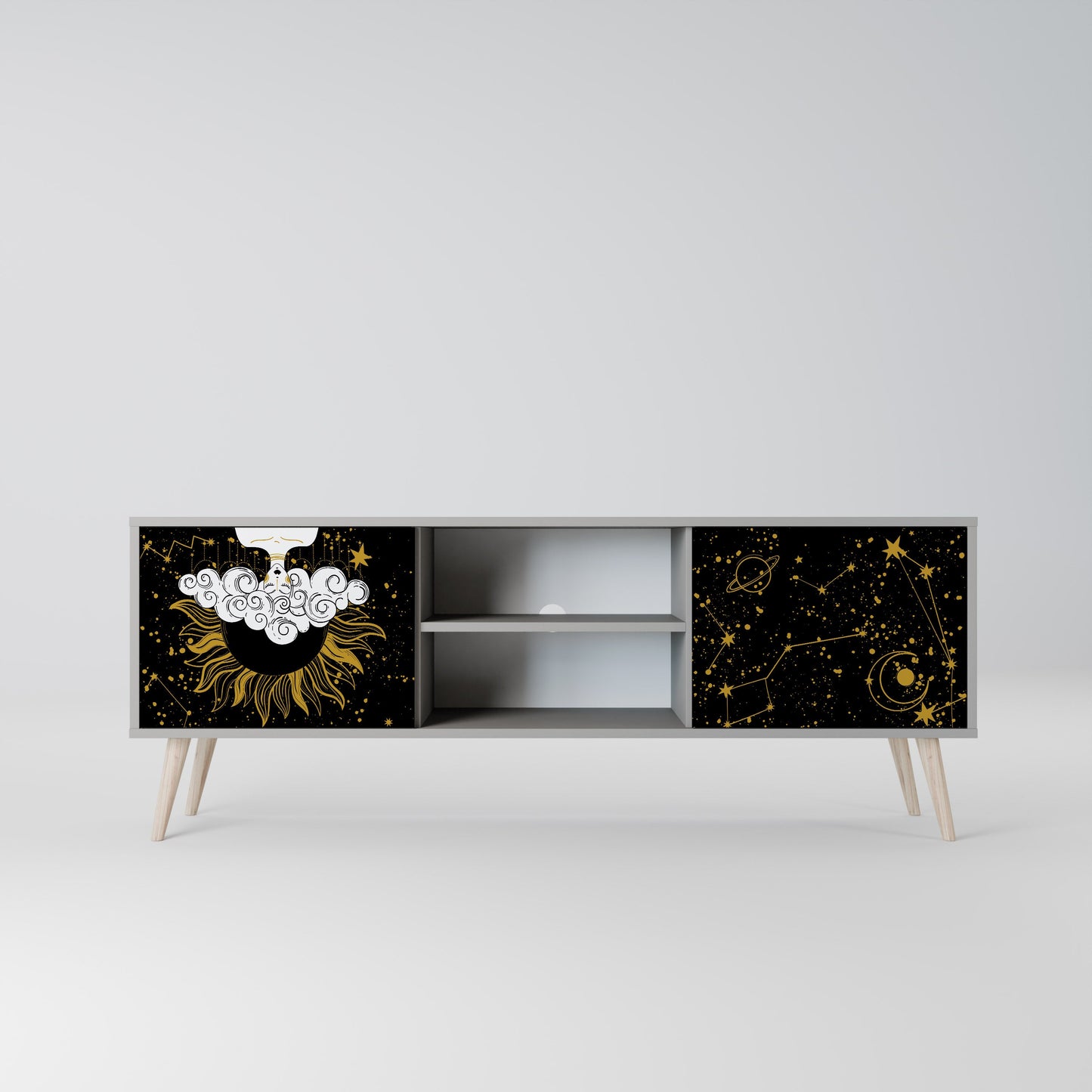 STELLAR CONSTELLATIONS 2-Door TV Stand in Grey Finish