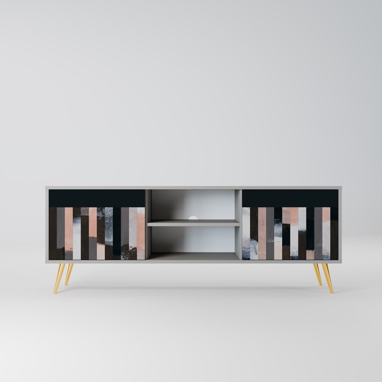 COLLAGE OF RECTANGLES 2-Door TV Stand in Grey Finish