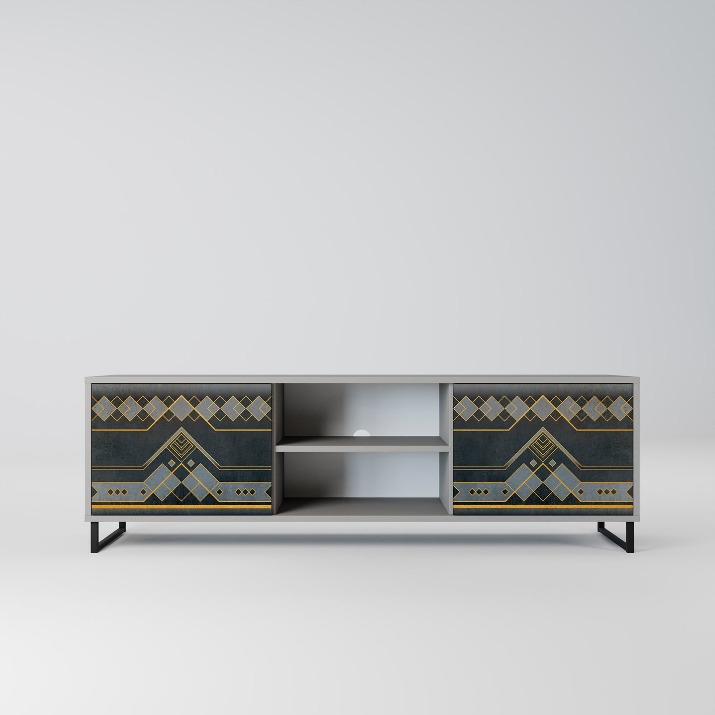 ROYAL ORDINARINESS 2-Door TV Stand in Grey Finish