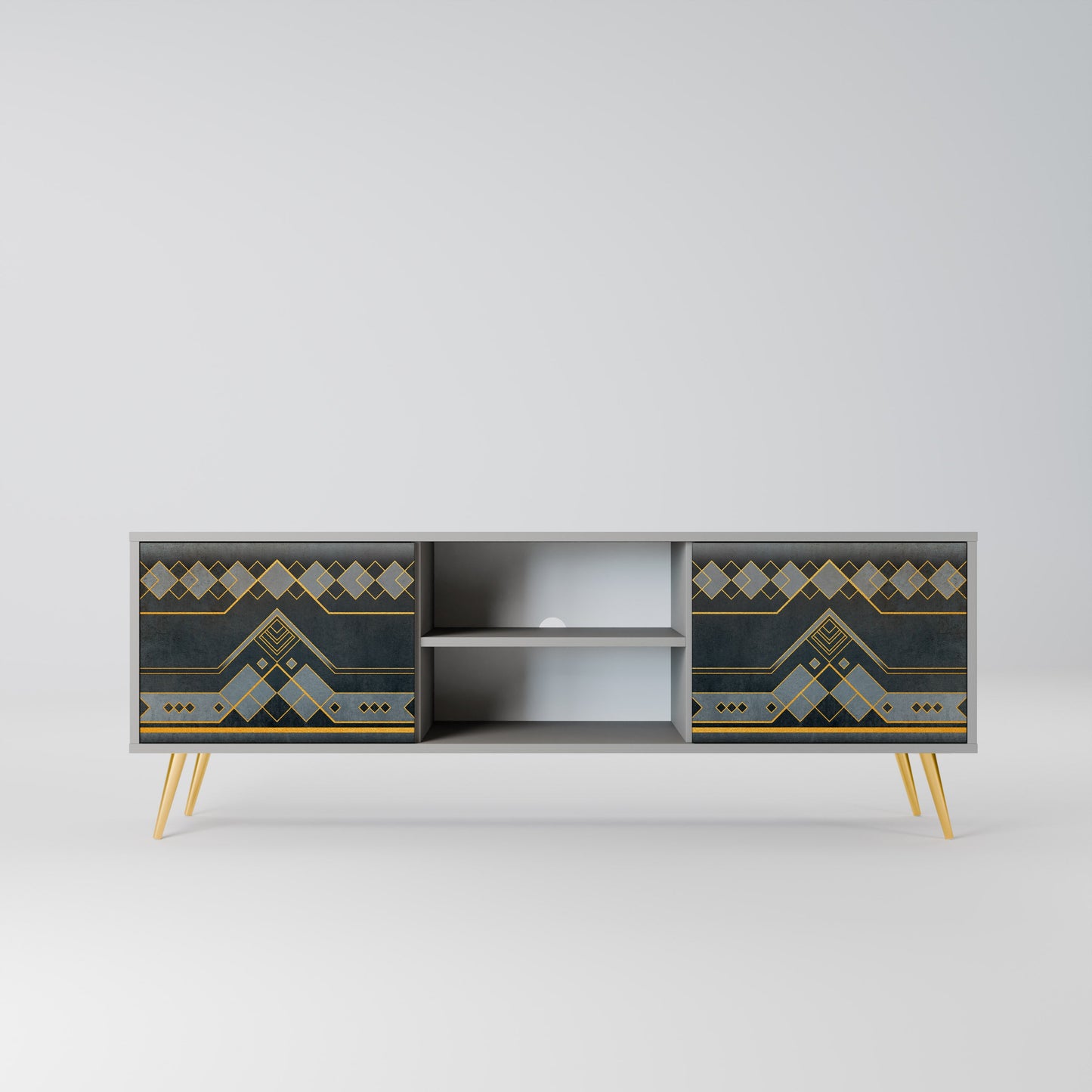 ROYAL ORDINARINESS 2-Door TV Stand in Grey Finish
