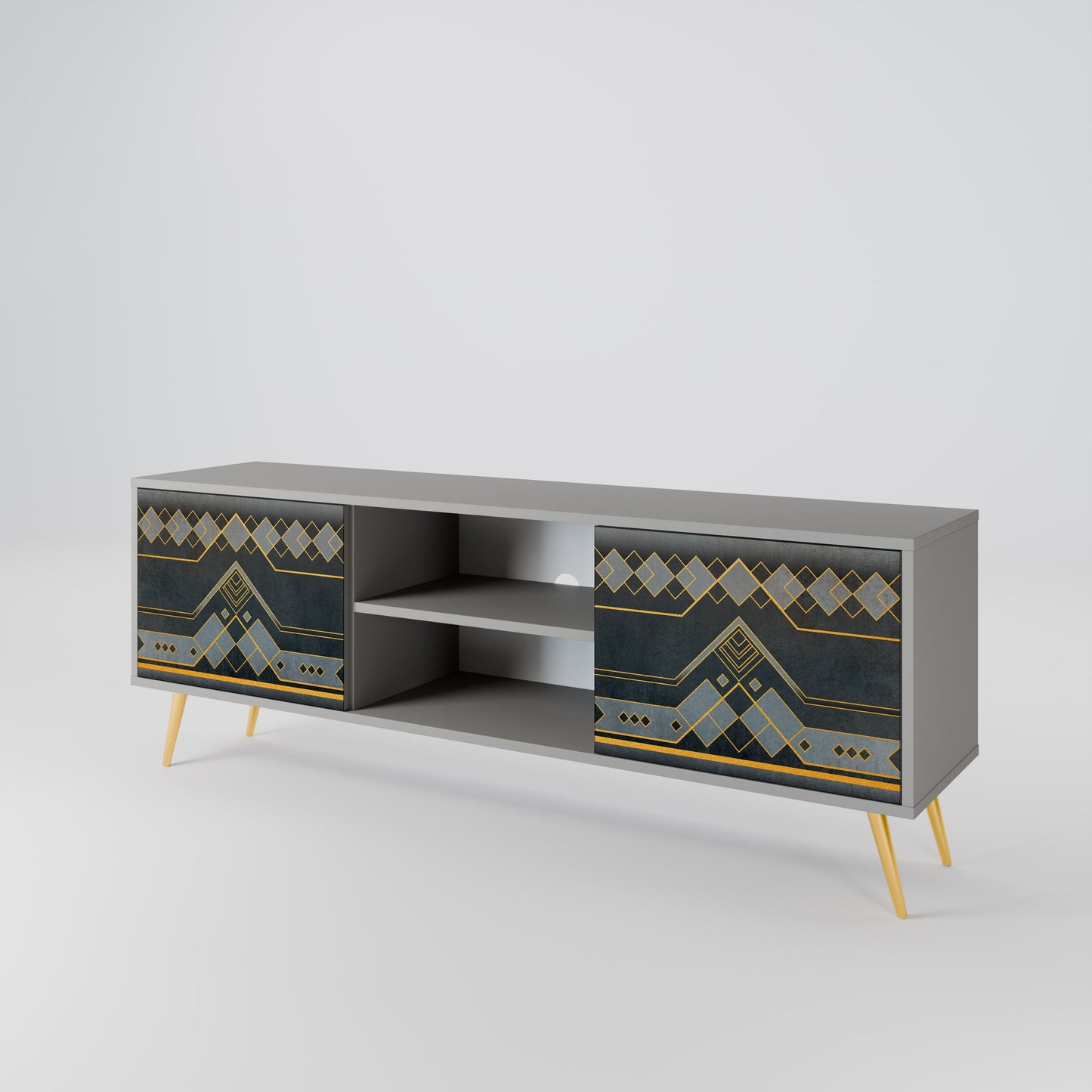 ROYAL ORDINARINESS 2-Door TV Stand in Grey Finish