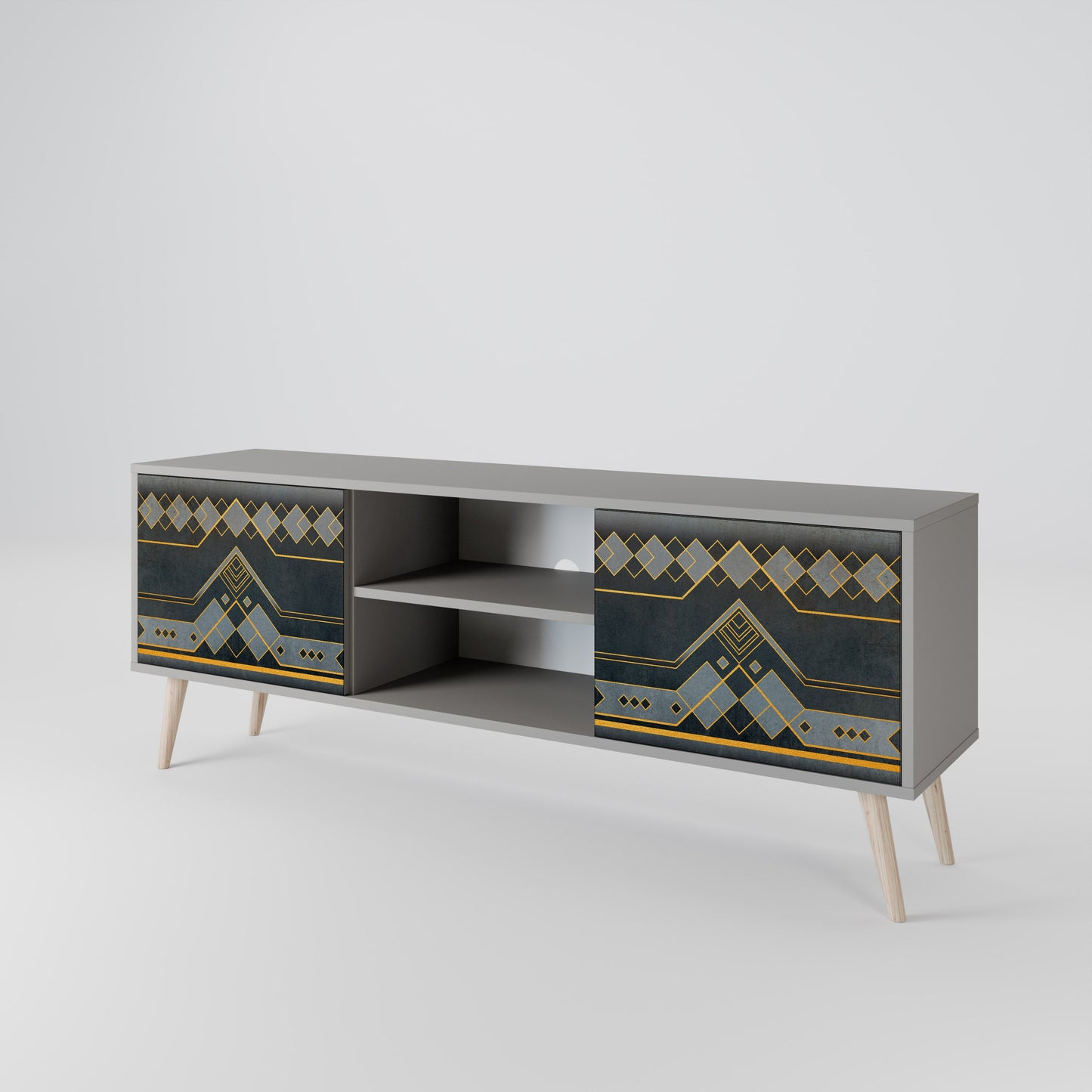 ROYAL ORDINARINESS 2-Door TV Stand in Grey Finish