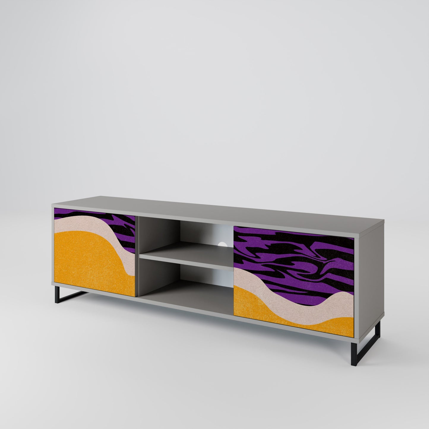 INDEPENDENT BORDER 2-Door TV Stand in Grey Finish