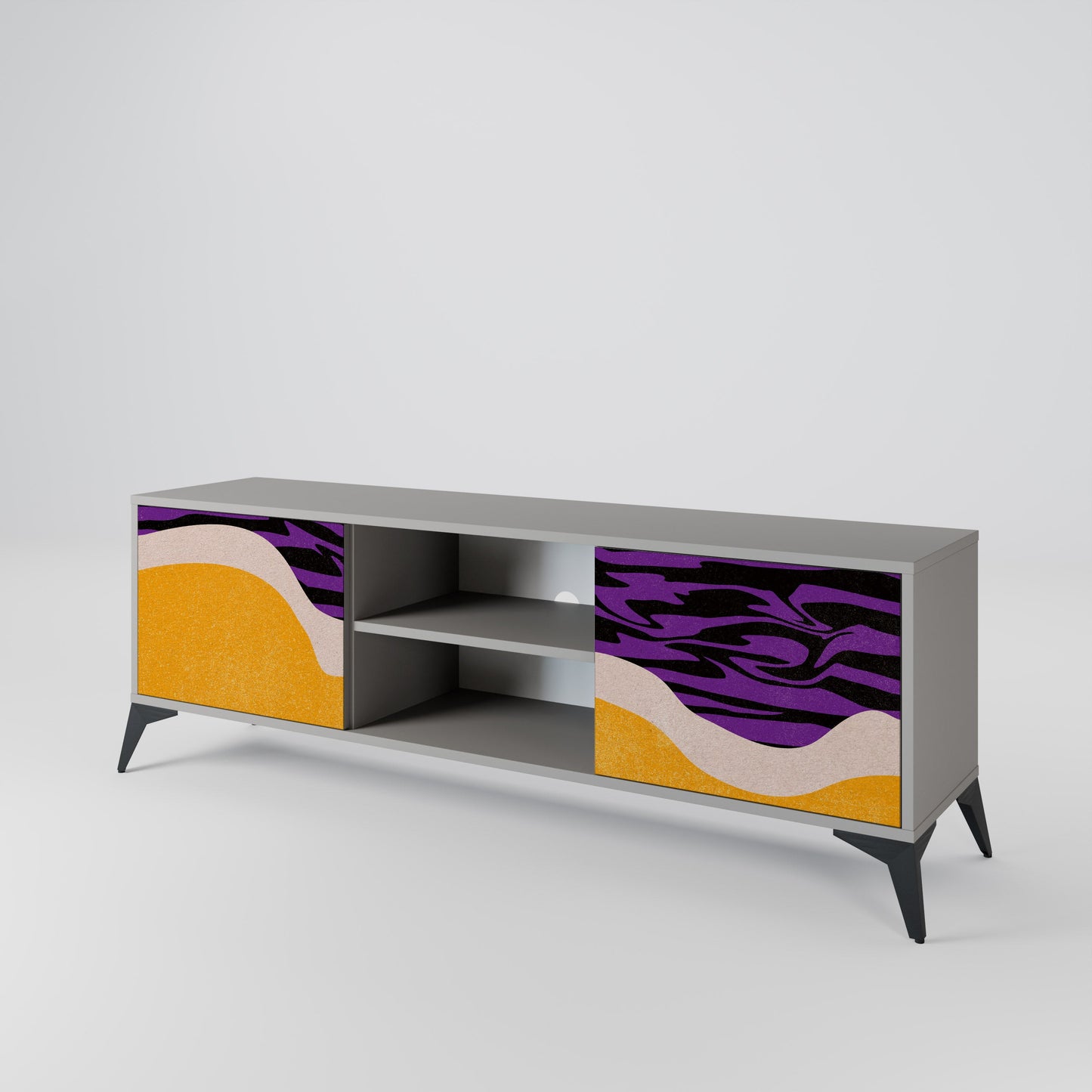 INDEPENDENT BORDER 2-Door TV Stand in Grey Finish
