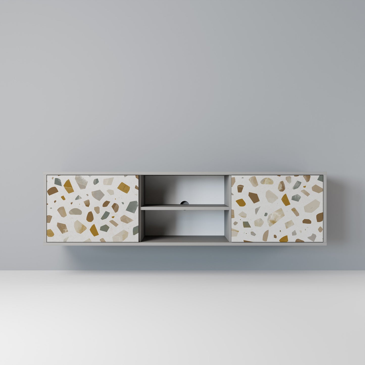 PIECES OF TOMORROW 2-Door TV Stand in Grey Finish