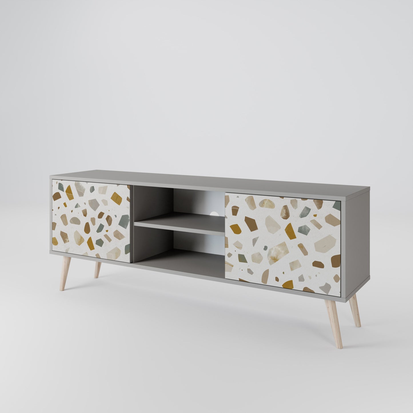 PIECES OF TOMORROW 2-Door TV Stand in Grey Finish