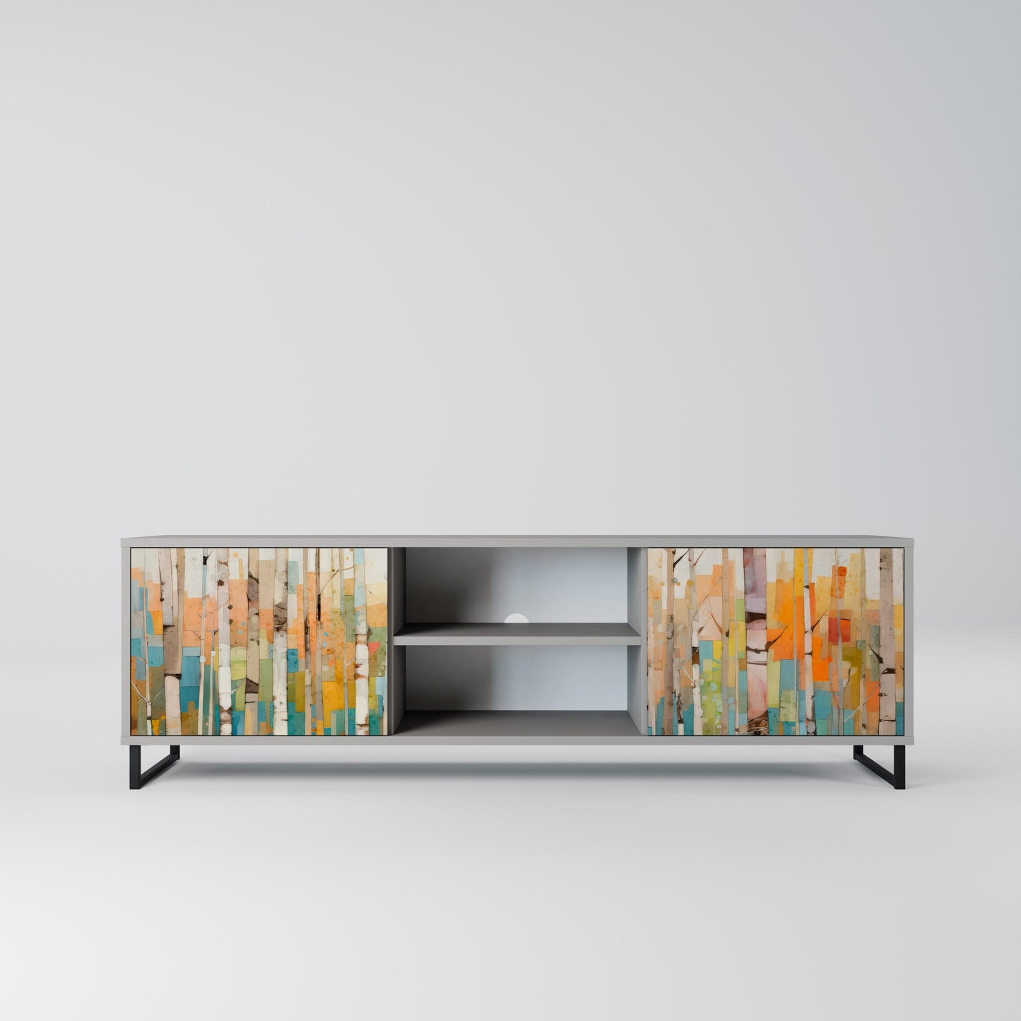 BIRCH KALEIDOSCOPE 2-Door TV Stand in Grey Finish