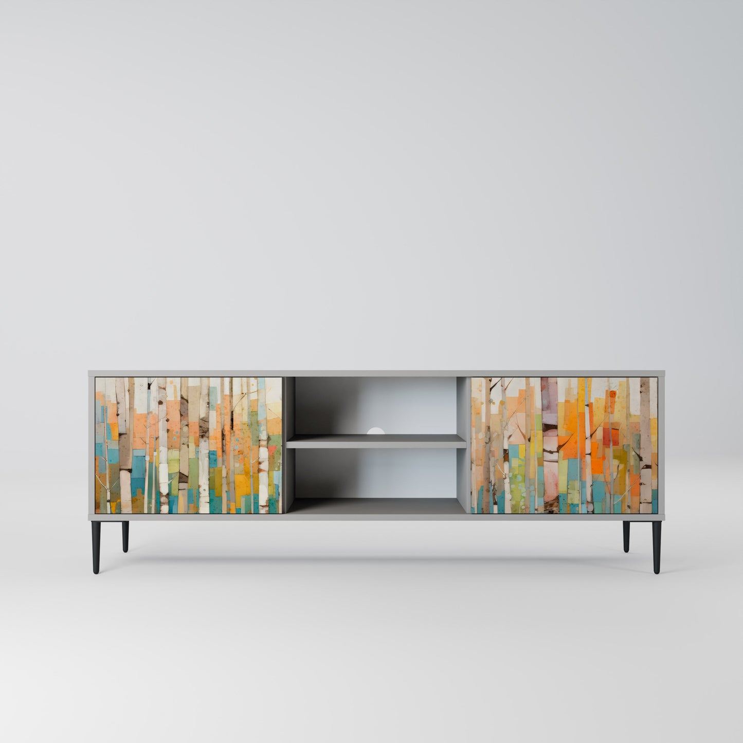 BIRCH KALEIDOSCOPE 2-Door TV Stand in Grey Finish